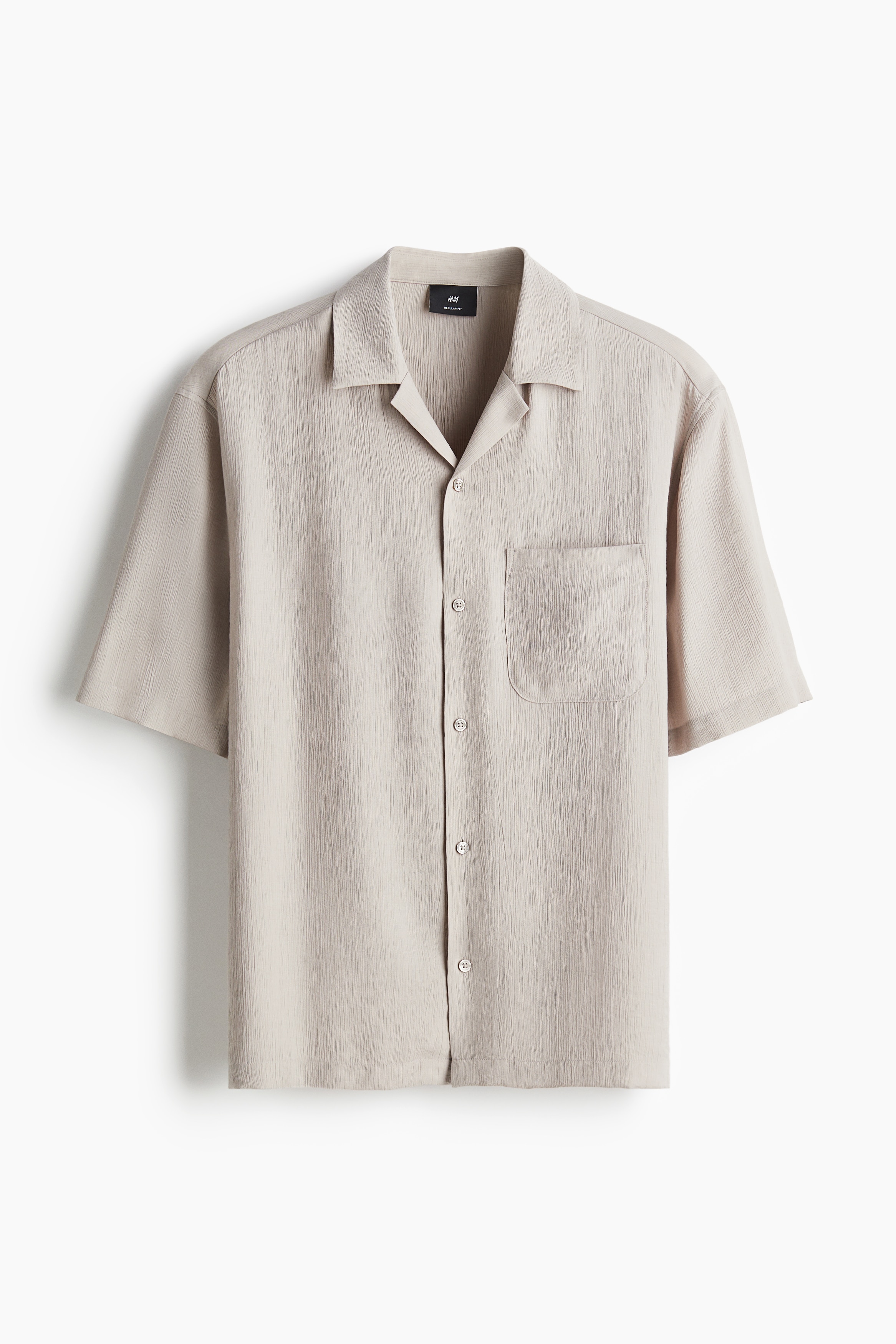 Regular-Fit Crinkled Resort Shirt - Beige/Black