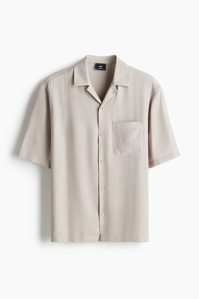 Regular Fit Crinkled resort shirt - Beige/Black - 1