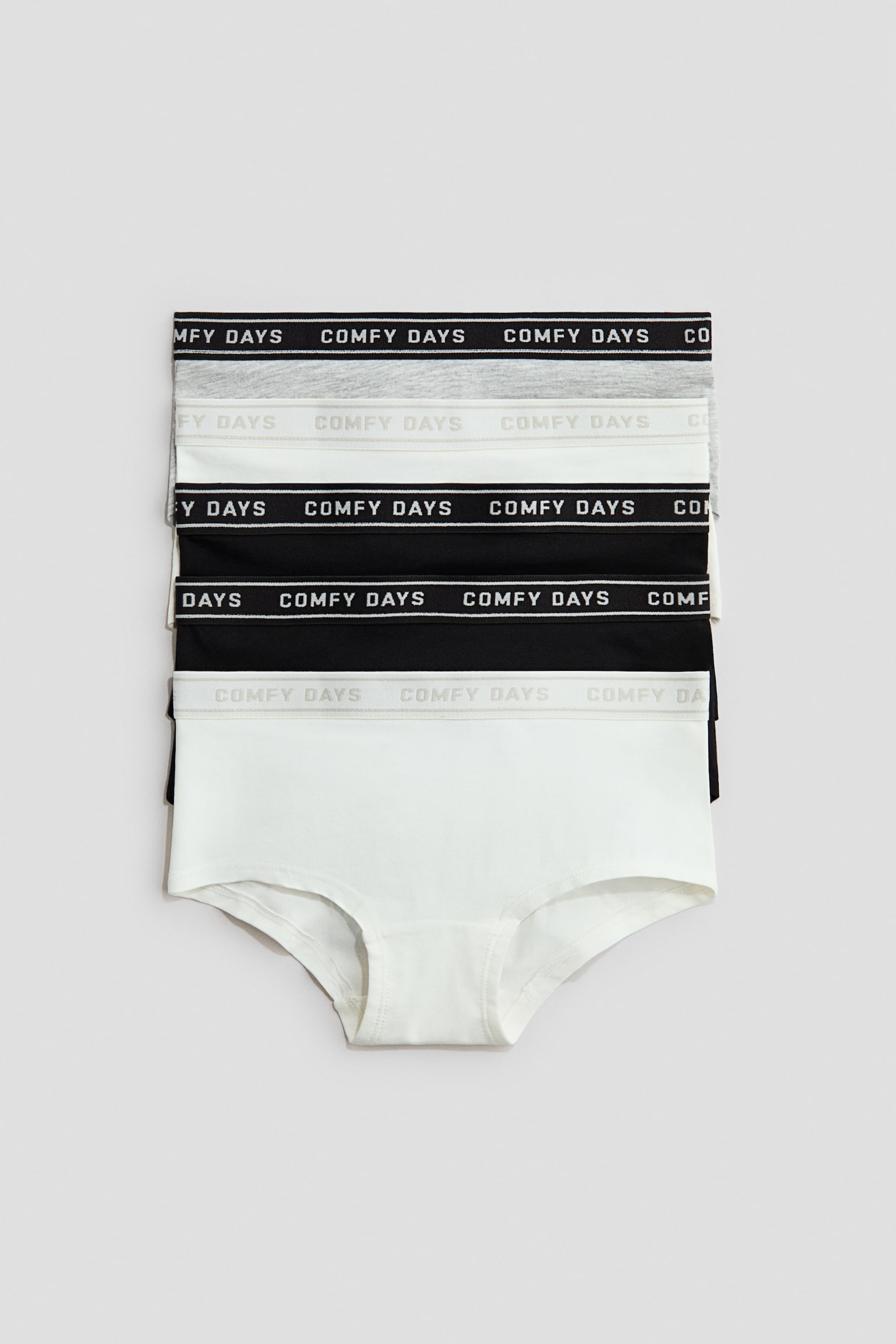 5-Pack Hipster Briefs with Text Motif - Black/white/light gray melange