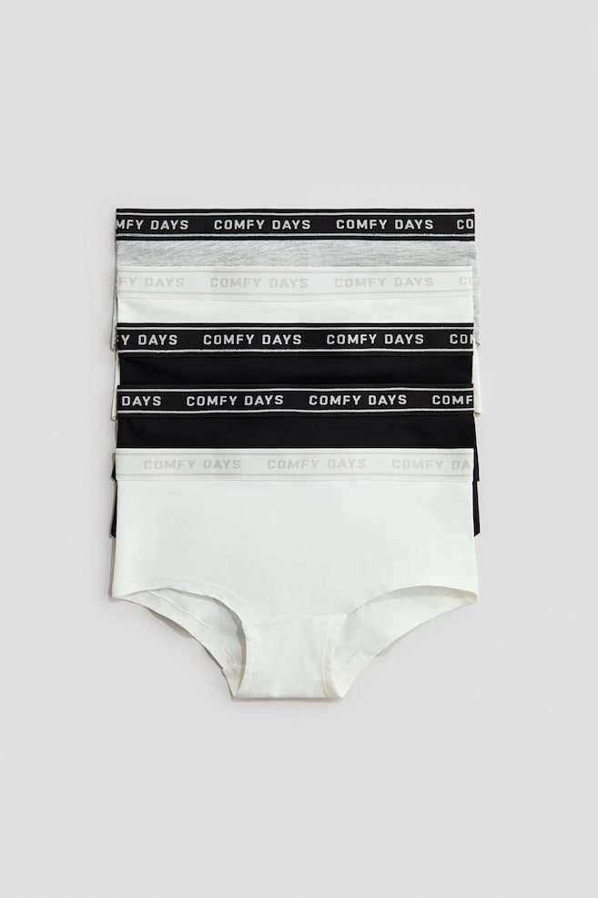 Pack de 5 bragas hipster con motivo de texto - Negro/Blanco/Gris claro/Crema/Rosa claro/Crema/Verde - 1