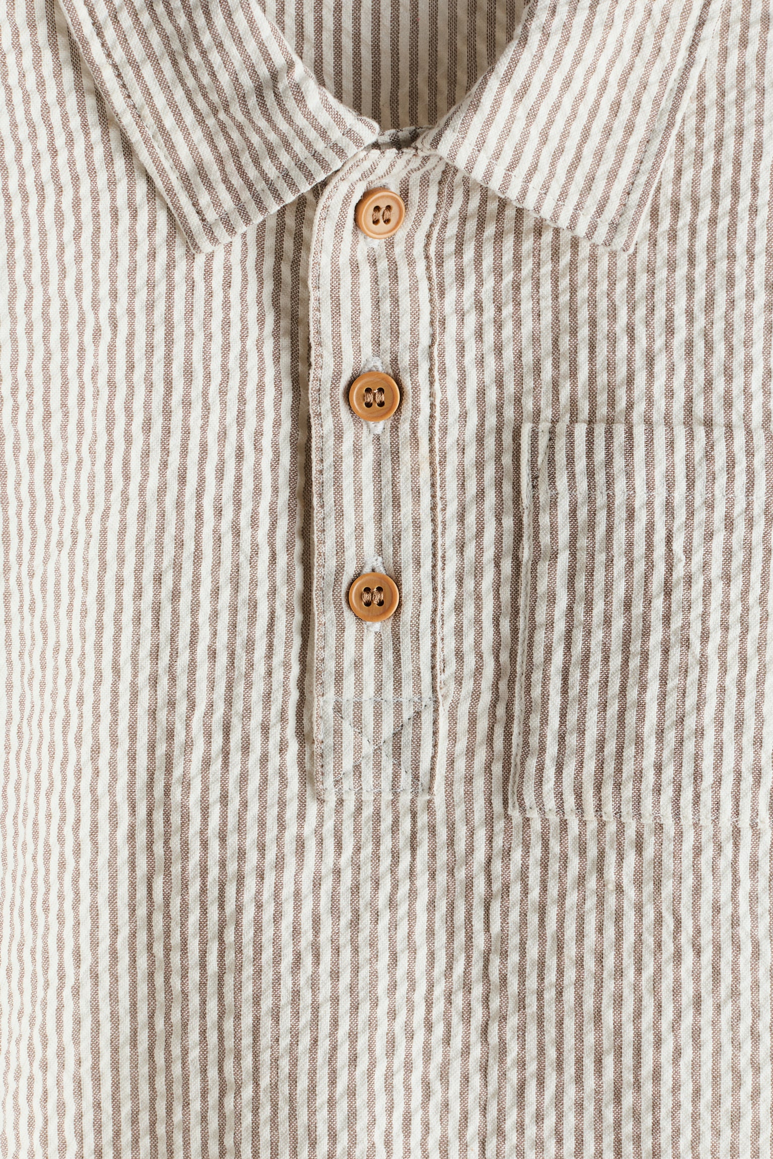 Детские комплекты H&M 2-Piece Cotton Seersucker Set, цвет: Бежевый / Белый полосатый — фото 2