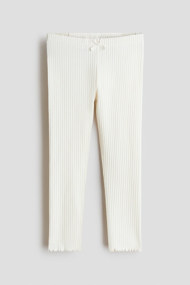 Ribbed cotton leggings - White/Beige marl/Pink/Floral/Dark dusty pink/Floral/Black - 1