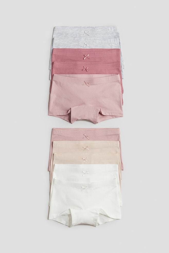 Set van 10 katoenen boxerslips - Dusty roze/grijs gemêleerd/Lichtpaars/blauw/Lichtpaars/lichtgeel - 1