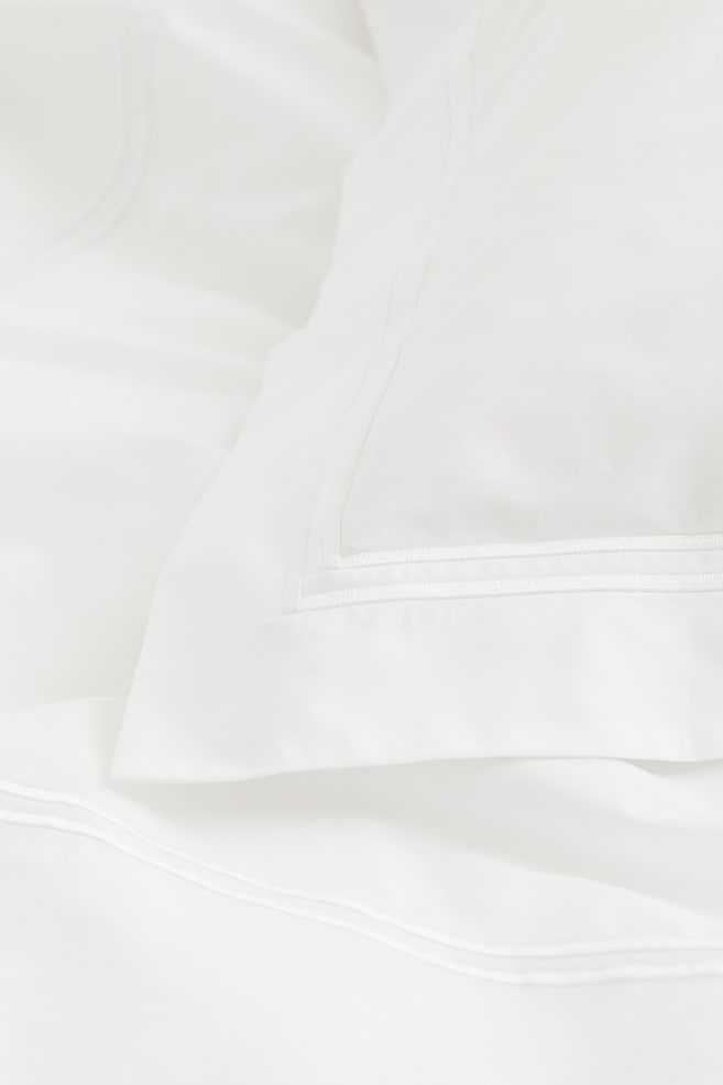 Cotton percale single duvet cover set - White/White/Black/White/Greige - 3