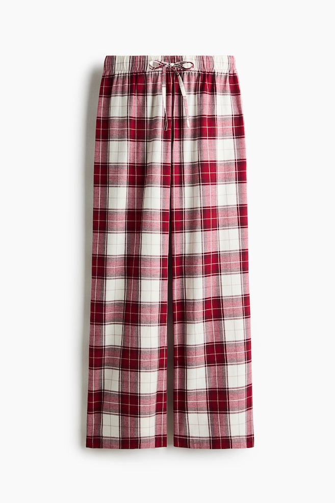 Cotton flannel pyjama bottoms - Red/Checked/Navy blue/Checked/Burgundy/Checked/Cream/Checked - 1