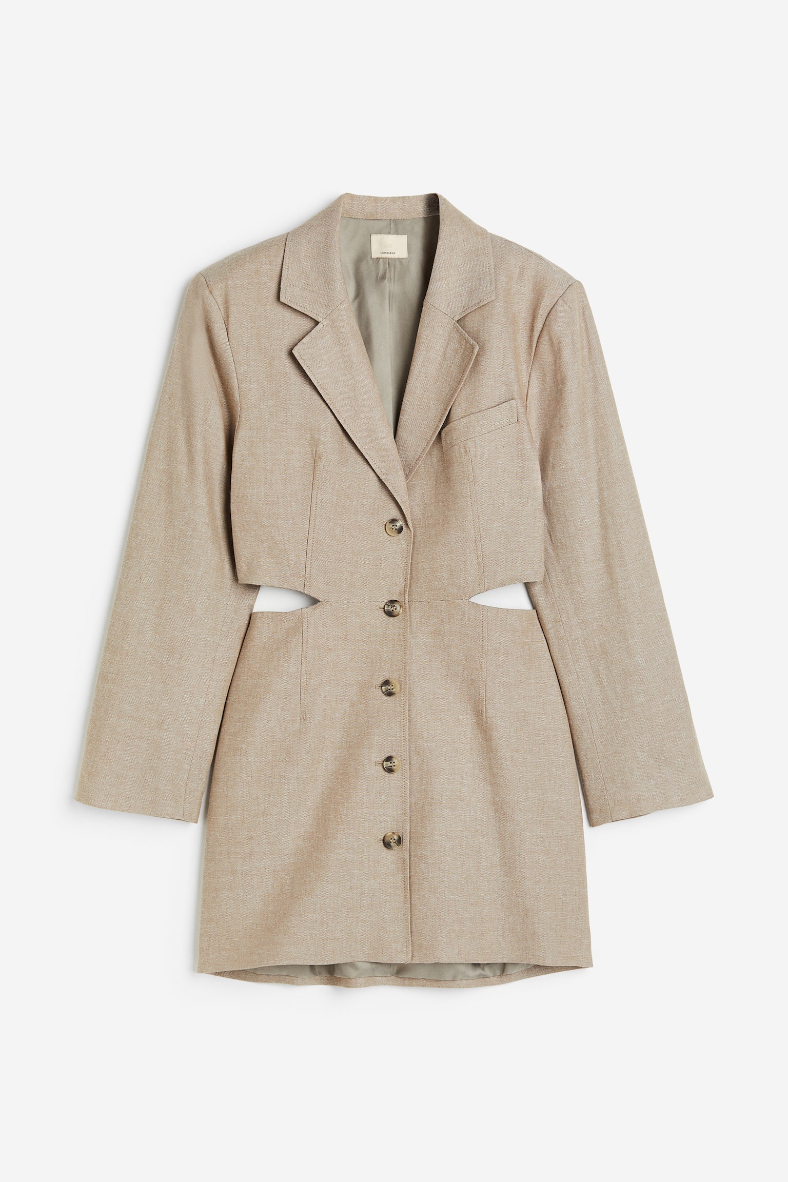 Robe blazer en lin mélangé avec ouvertures - Beige