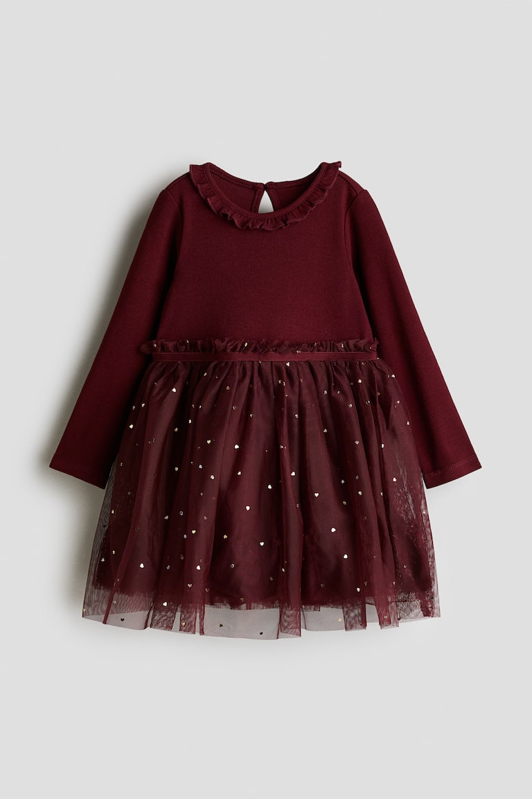 h&m red tulle dress Red Ruffle-trimmed Tulle Dress for kids