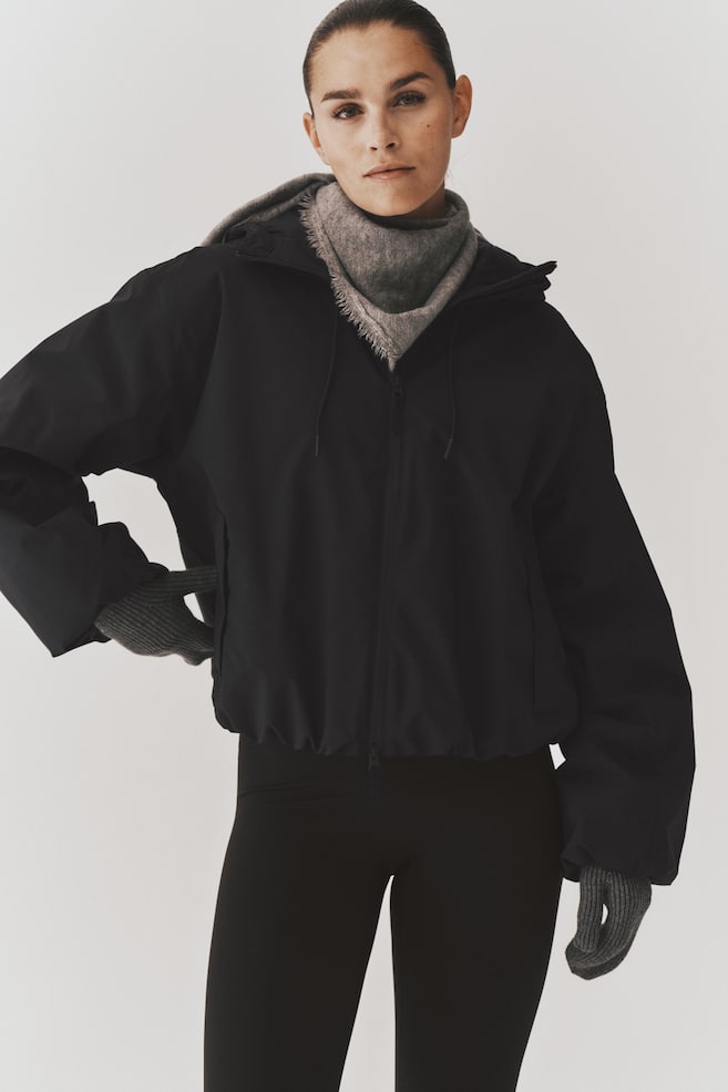 Padded sports rain jacket with StormMove™ - Black/Dark heather - 1