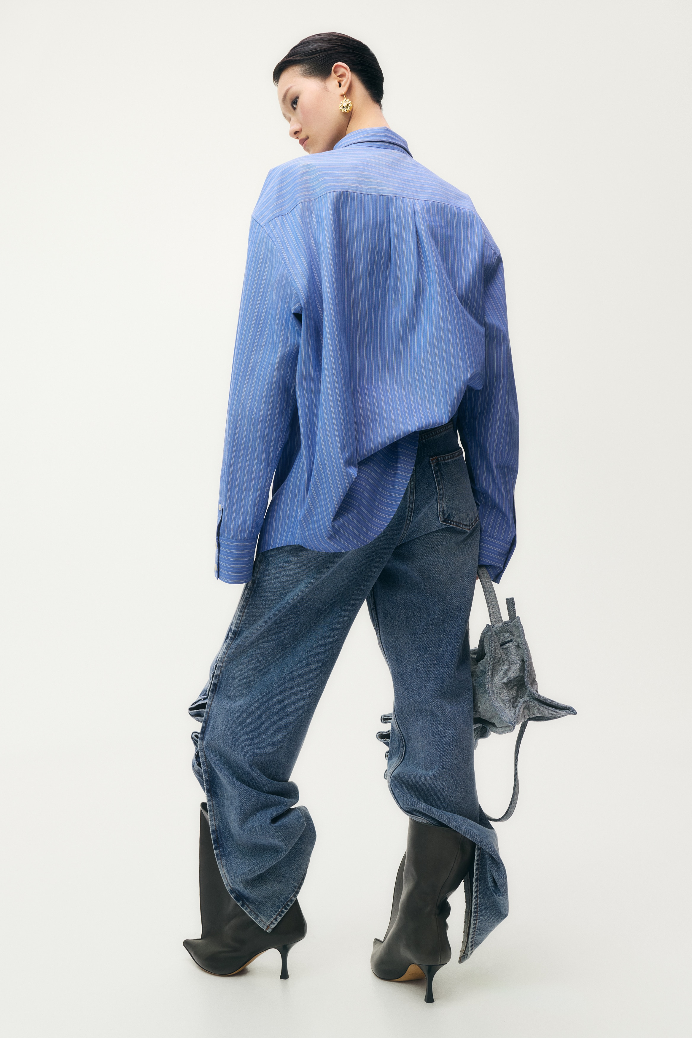 GLEN MARTENS サイドスリットワイドデニム 32 サイドスリットワイドデニム - デニムブルー - レディース | H&M JP