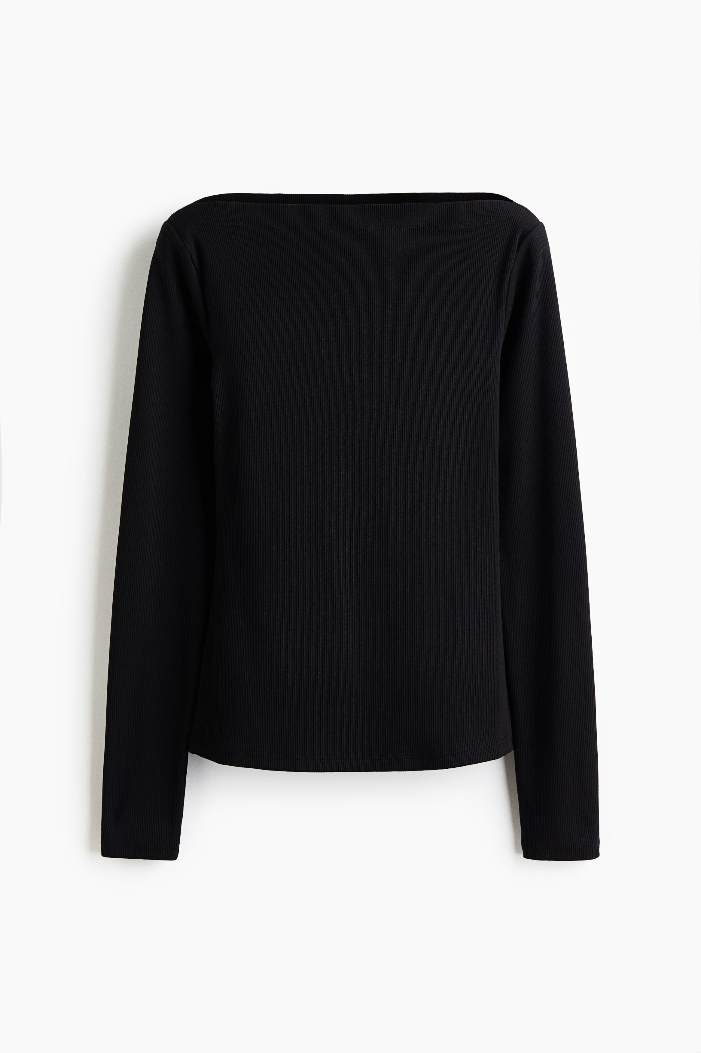 Ribbed Boat-Neck Top - Black/Burgundy/striped/Red/Red/striped
