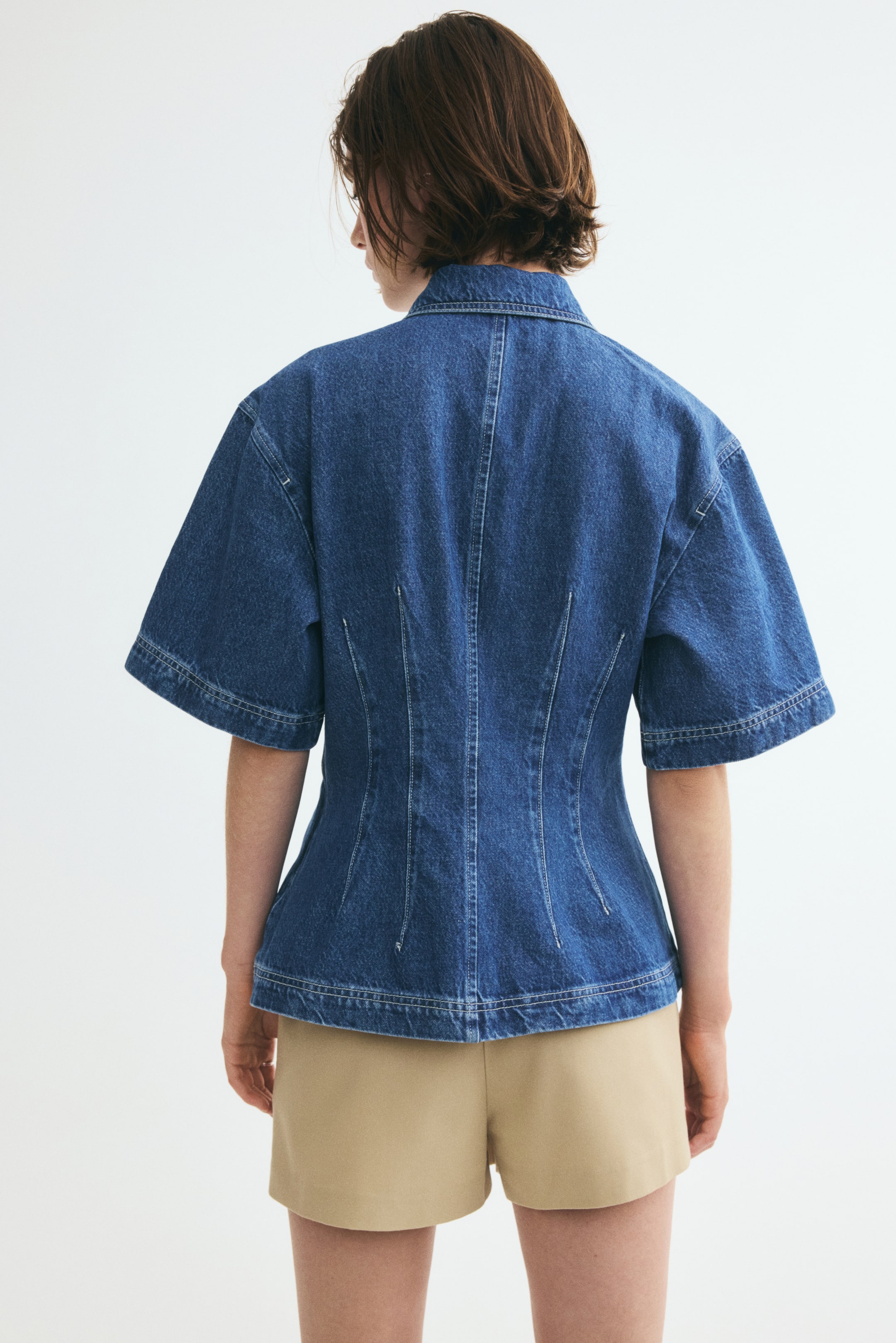 Pleated Denim Shirt