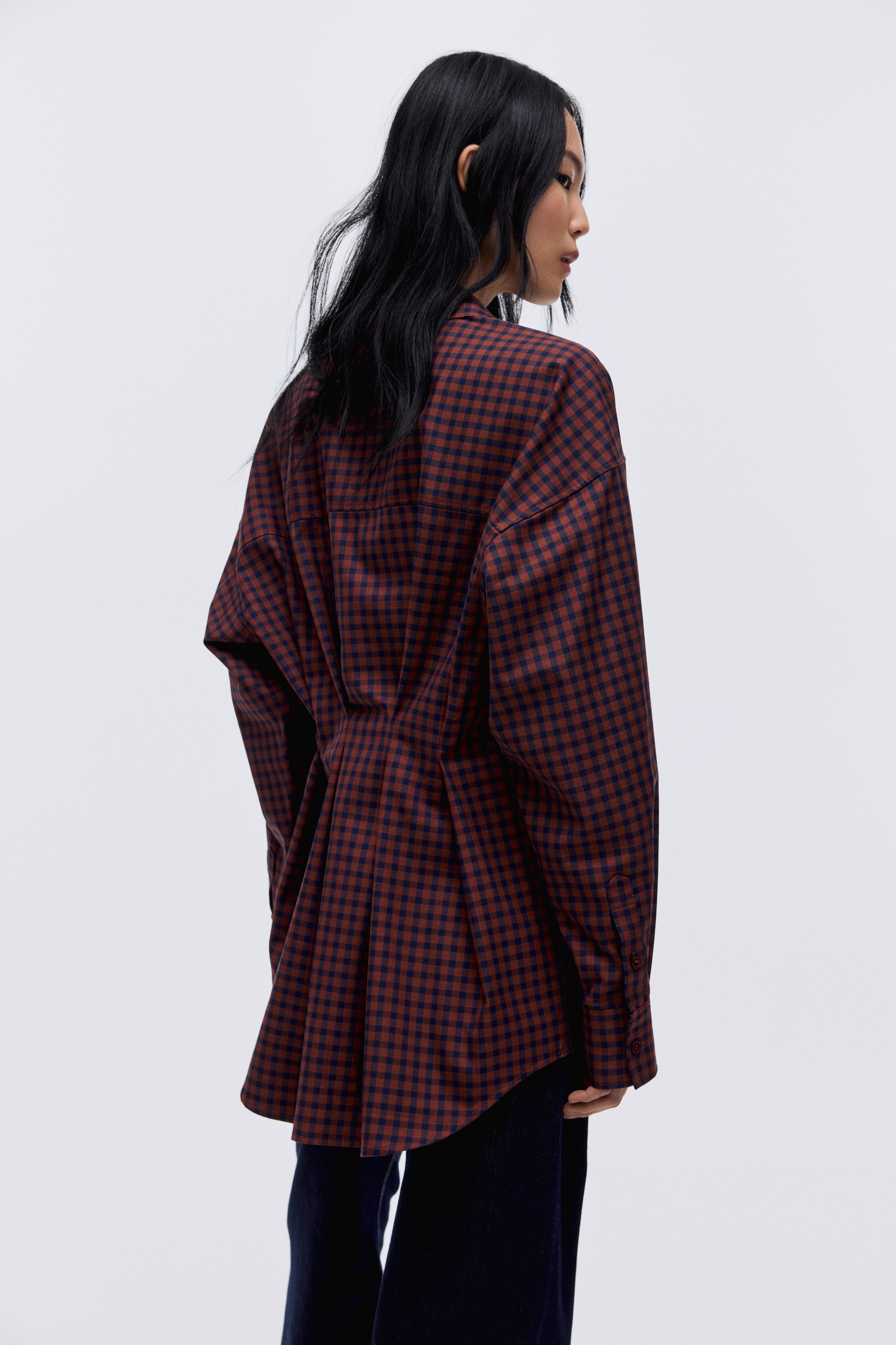 Camicia plissettata - Rosso/quadretti vichy