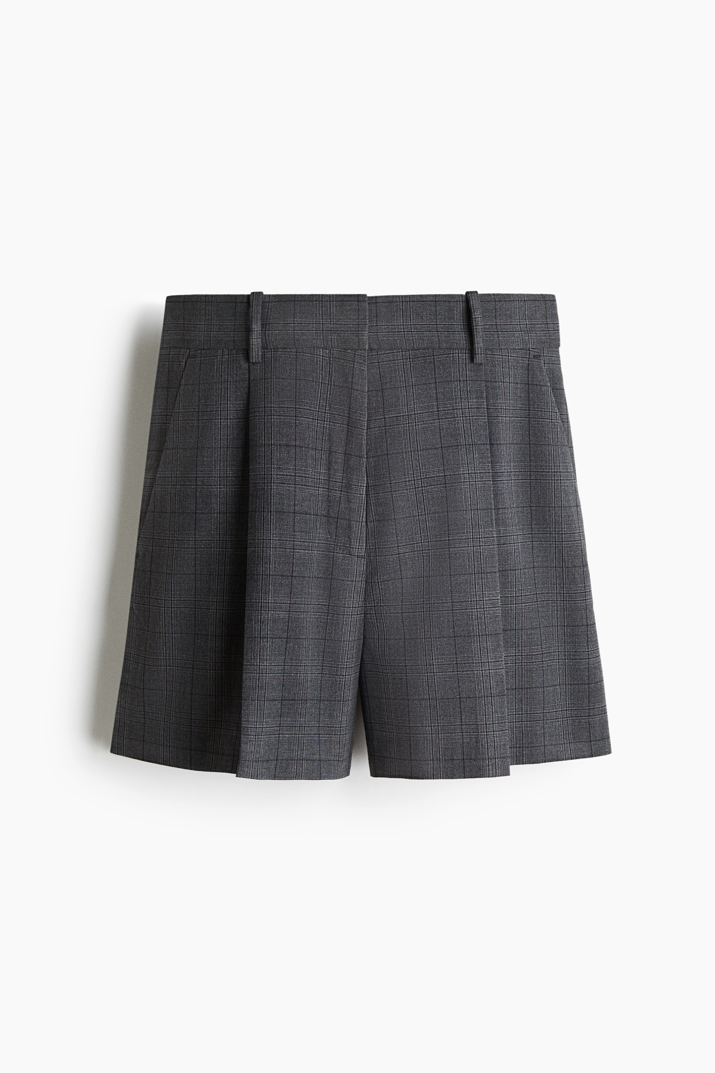 Pleat-front shorts - Grey/Checked/Light brown/Black