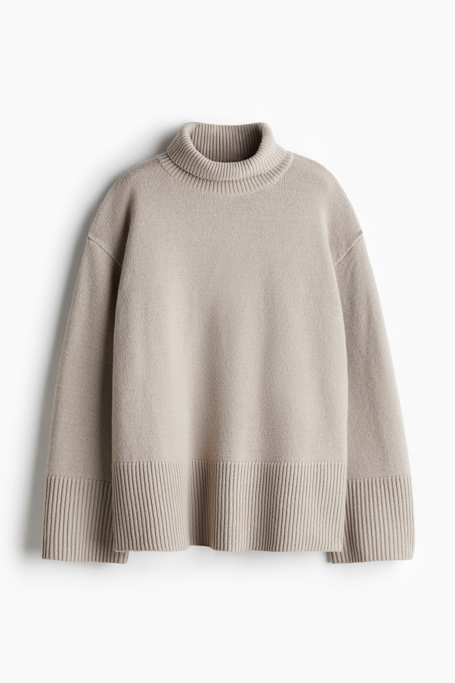 Cashmere-blend polo-neck jumper - Light greige/Dark grey marl/Natural white/Dark brown - 2