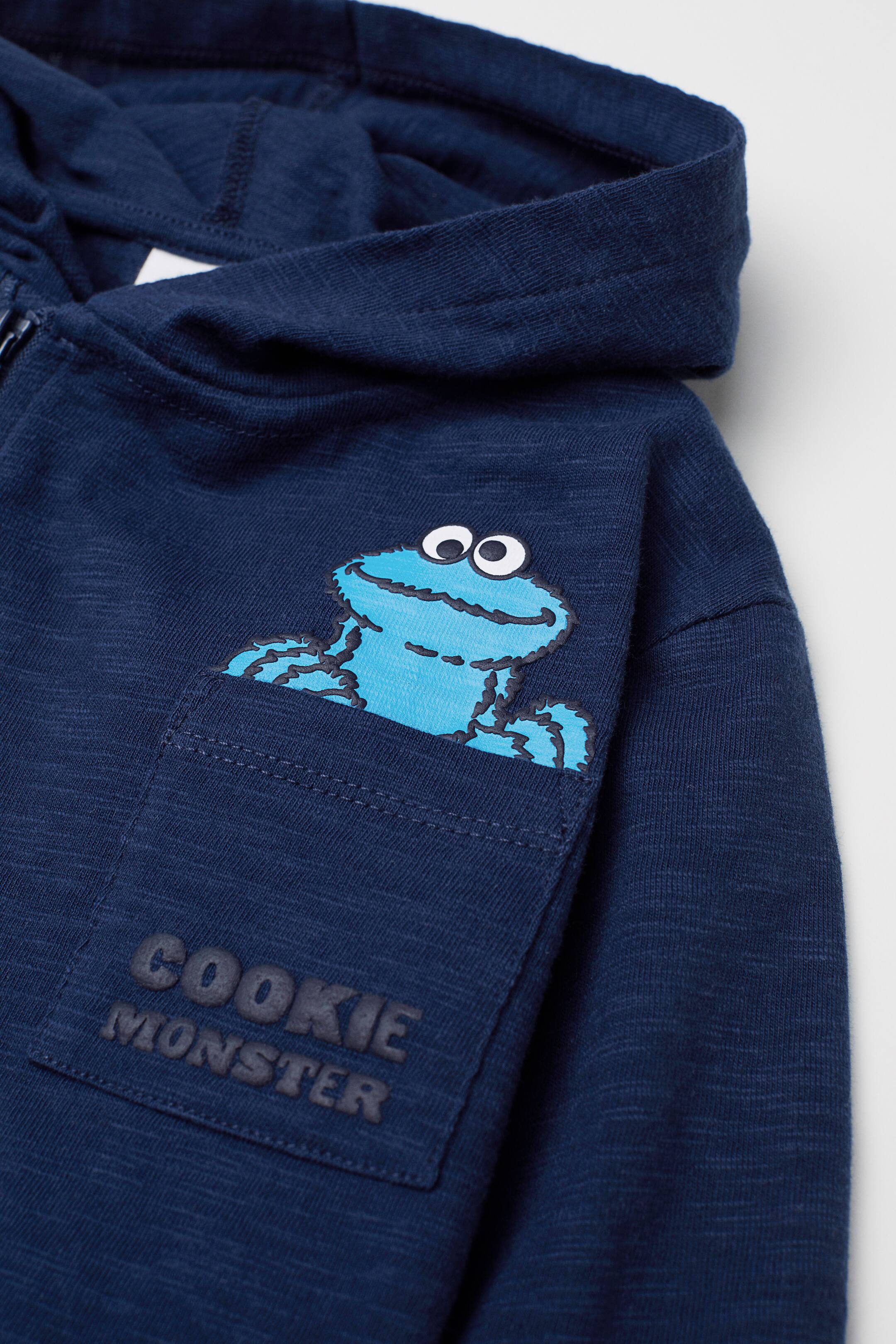 View larger image: Slub jersey hooded jacket - Dark blue/Sesame Street - Kids | H&M 2