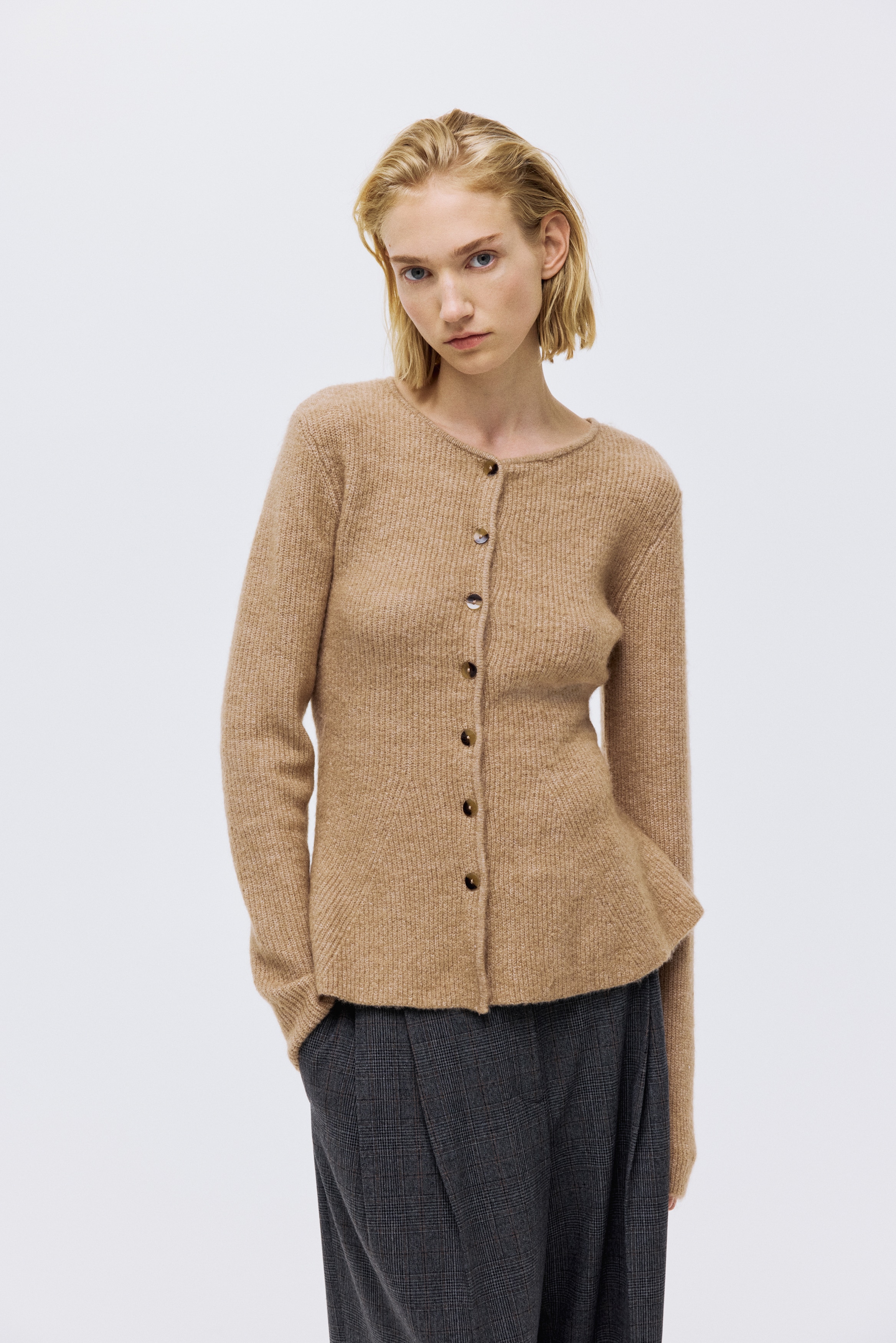 H&M Rib-Knit Peplum Cardigan | Arden Fair