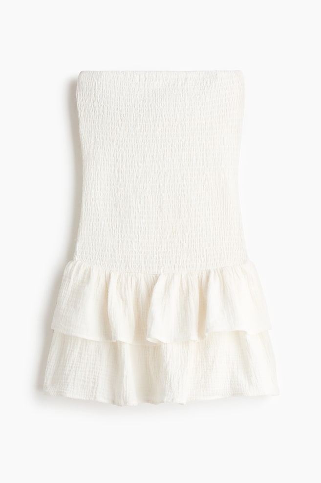 Smocked tiered dress - Cream/Navy blue/Patterned/Dark blue/Dusty green/Paisley-patterned - 1