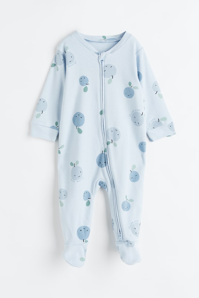 Printed all-in-one pyjamas - Light blue/Blueberries/White/Planets/Light beige/Bears/Natural white/Turtles