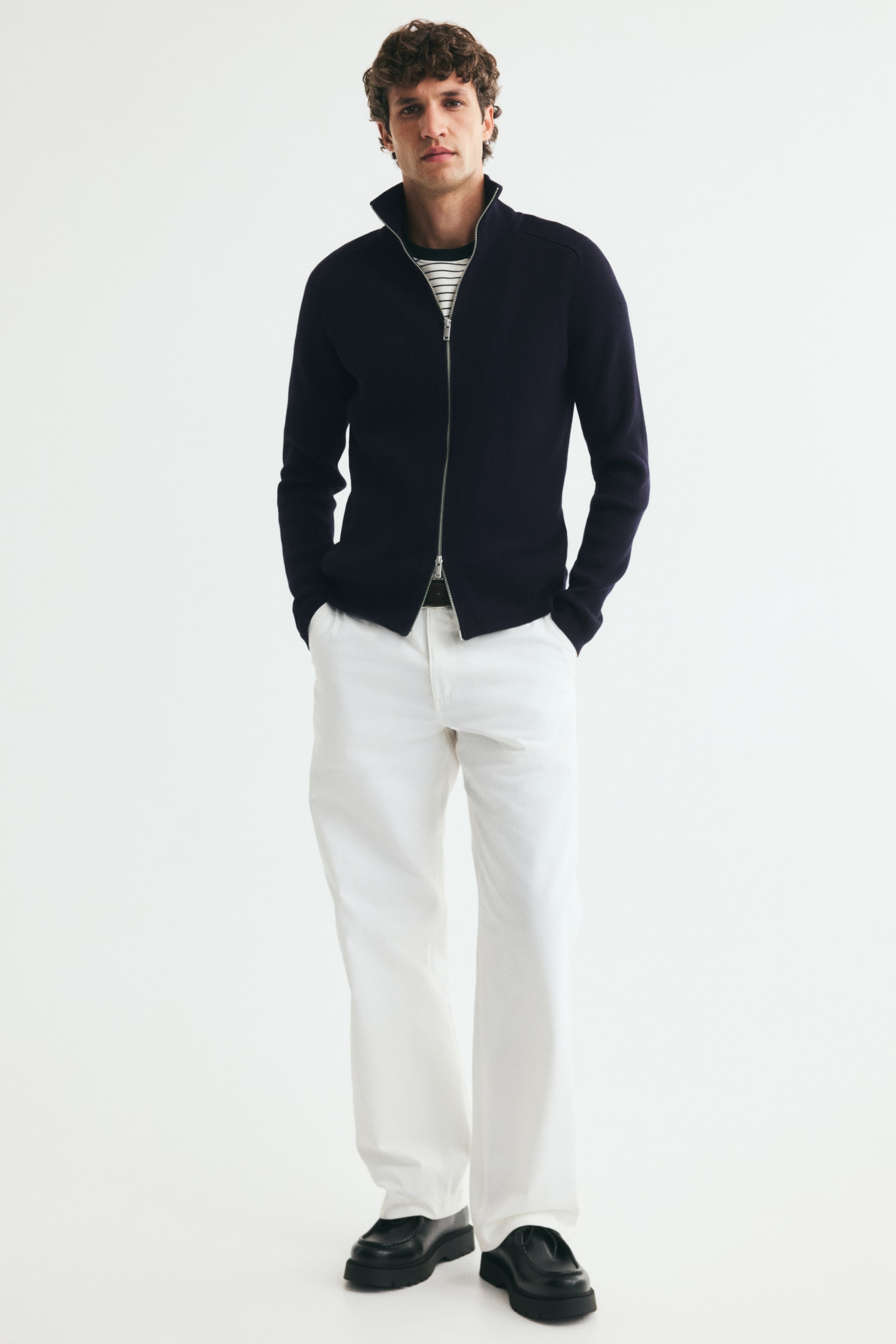 Slim-Fit Rib-Knit Cardigan