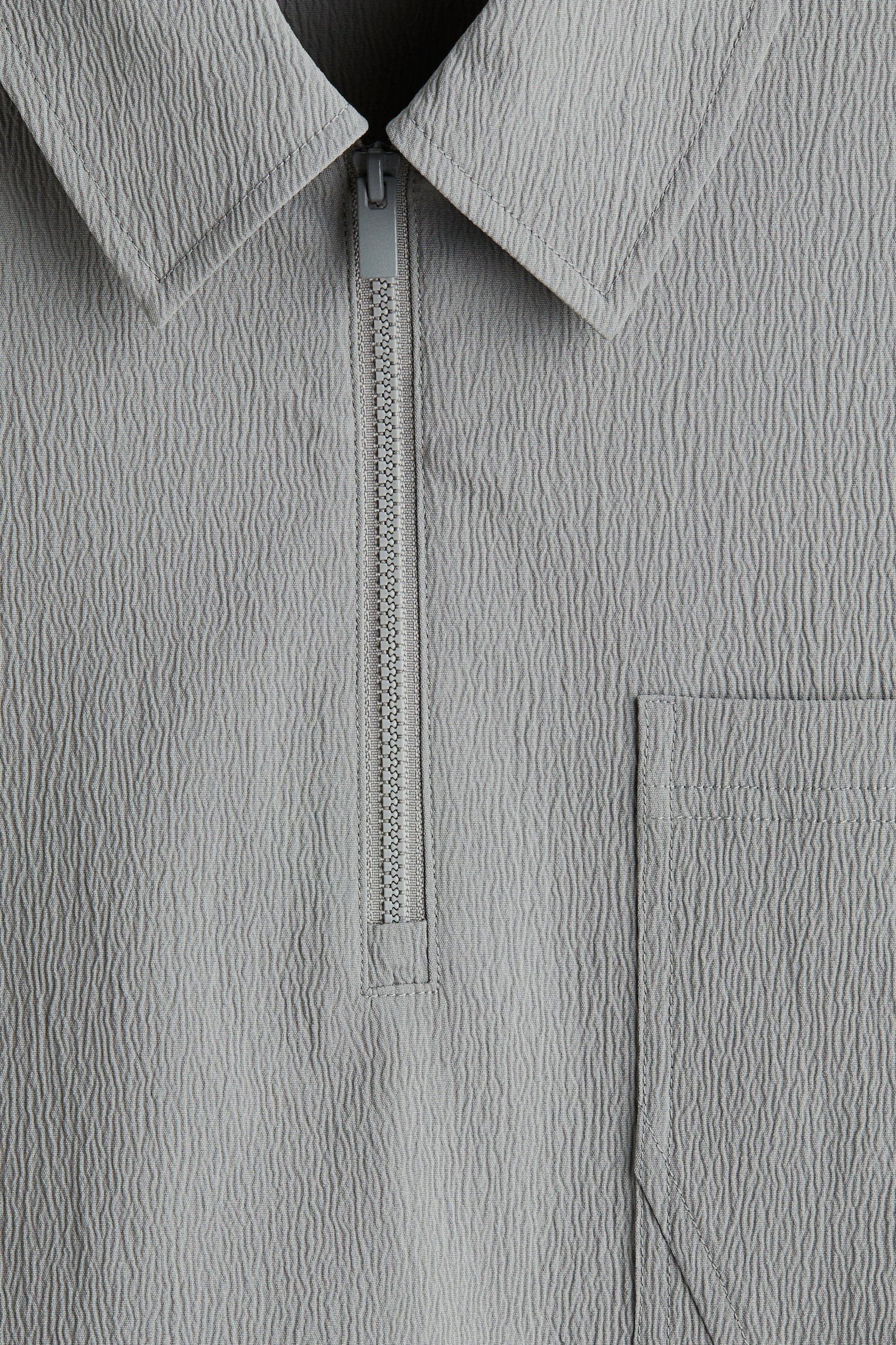 寬鬆剪裁褶縐拉鍊Polo衫 - 鼠尾草綠/Black/米色 - 6