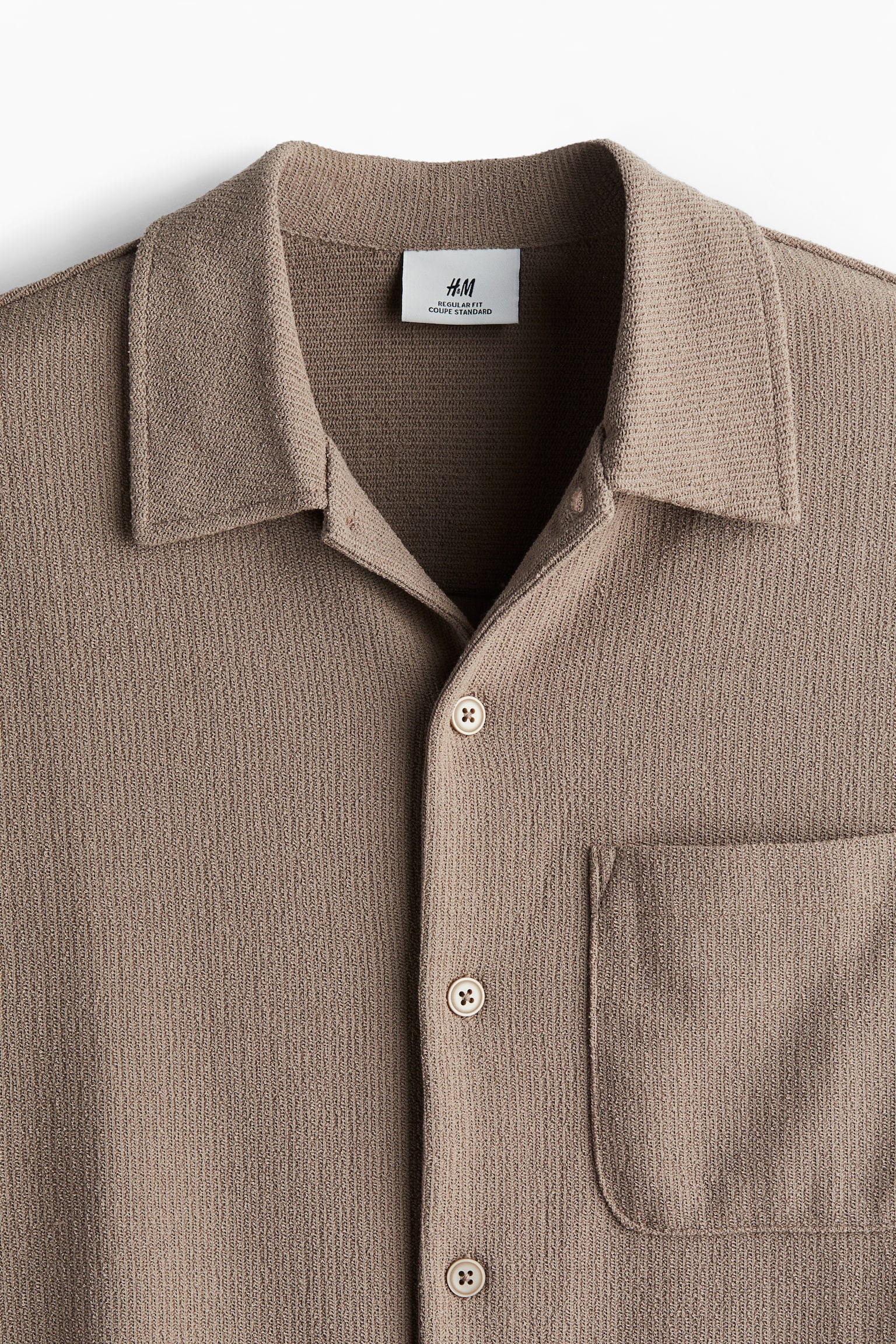 Regular Fit Textured jersey shirt - Dark beige/Navy blue/White/Dark grey - 4