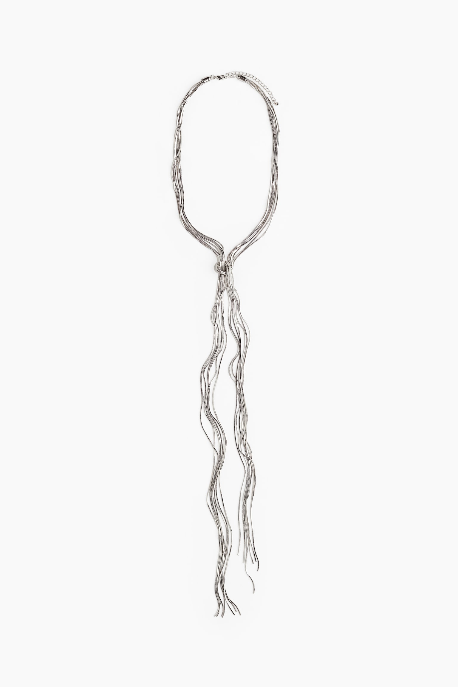 Snake chain lariat necklace - Silver-coloured - 1