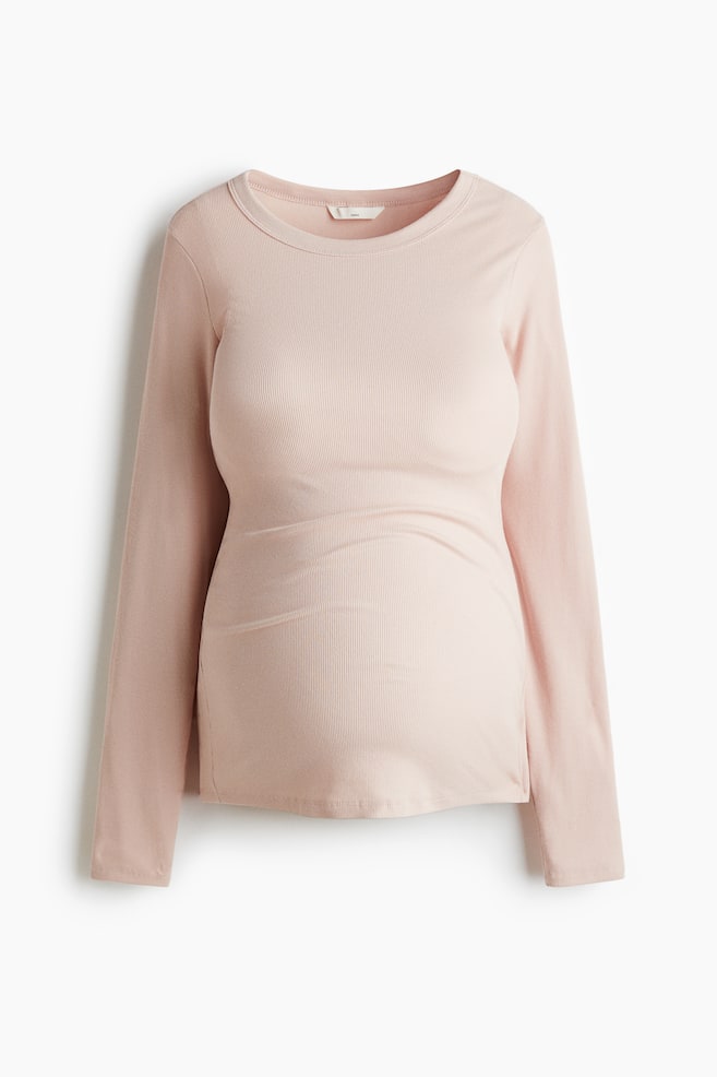 MAMA Ribbed jersey top - Light pink/Light beige marl/Black/Dusty pink/Cream/Grey marl/Light green/Burgundy/Bright red/Grey marl - 1