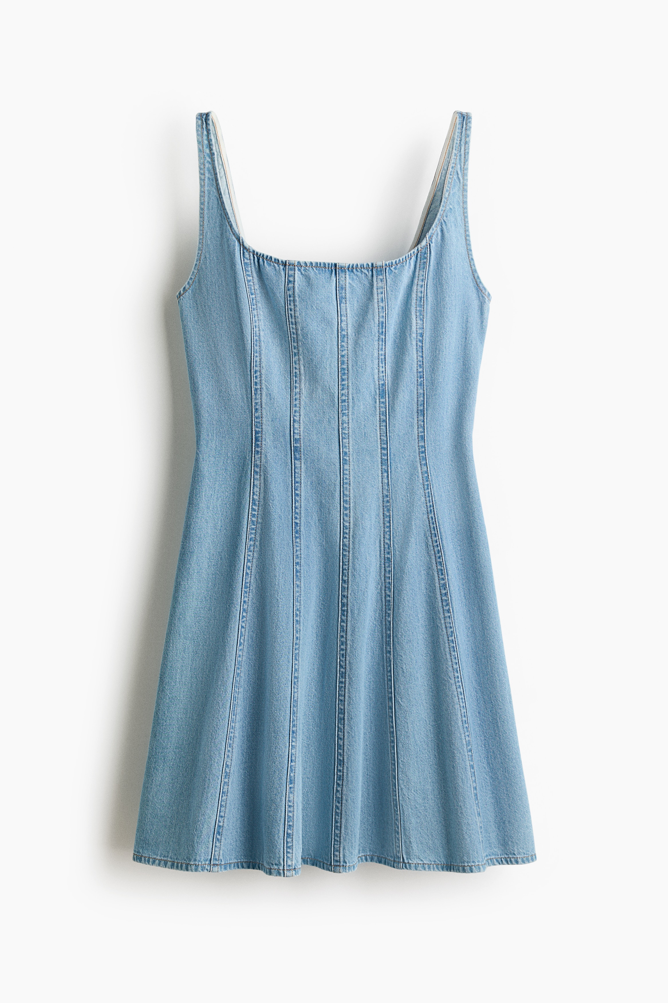 Circle-skirt denim dress - Light denim blue