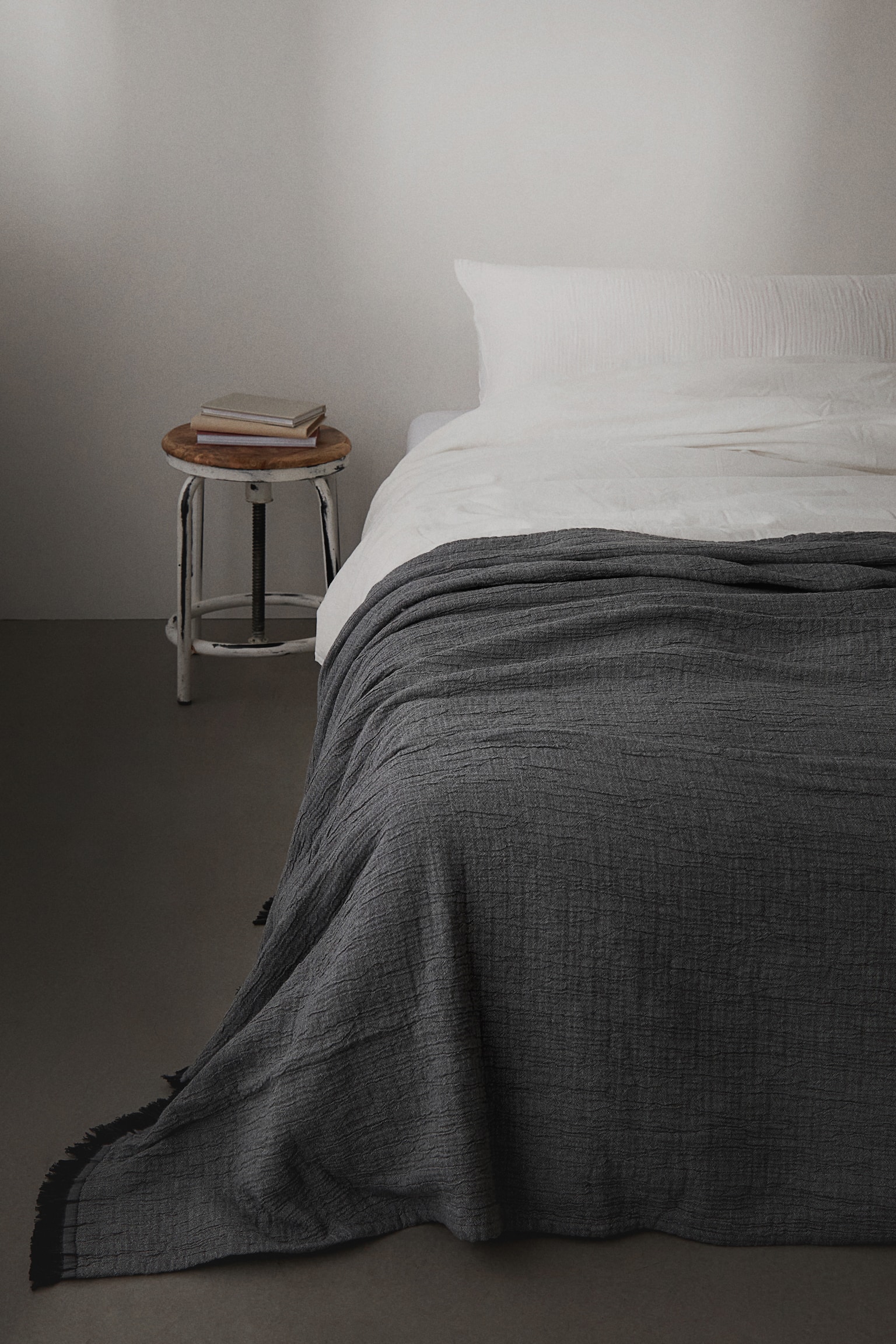 Cotton-blend bedspread - Dark grey/Dark green - 3