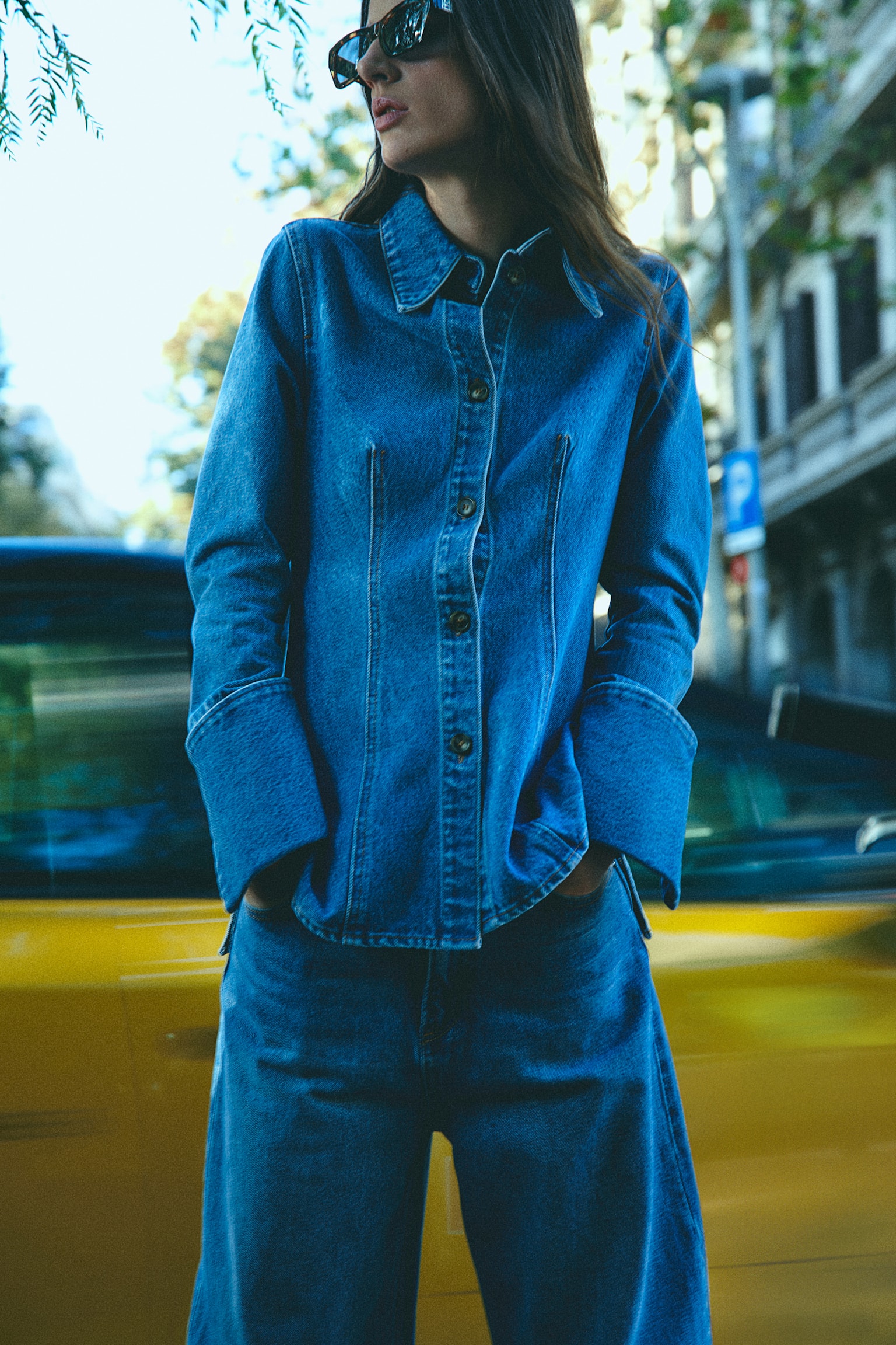 Fitted denim shirt - デニムブルー - 5