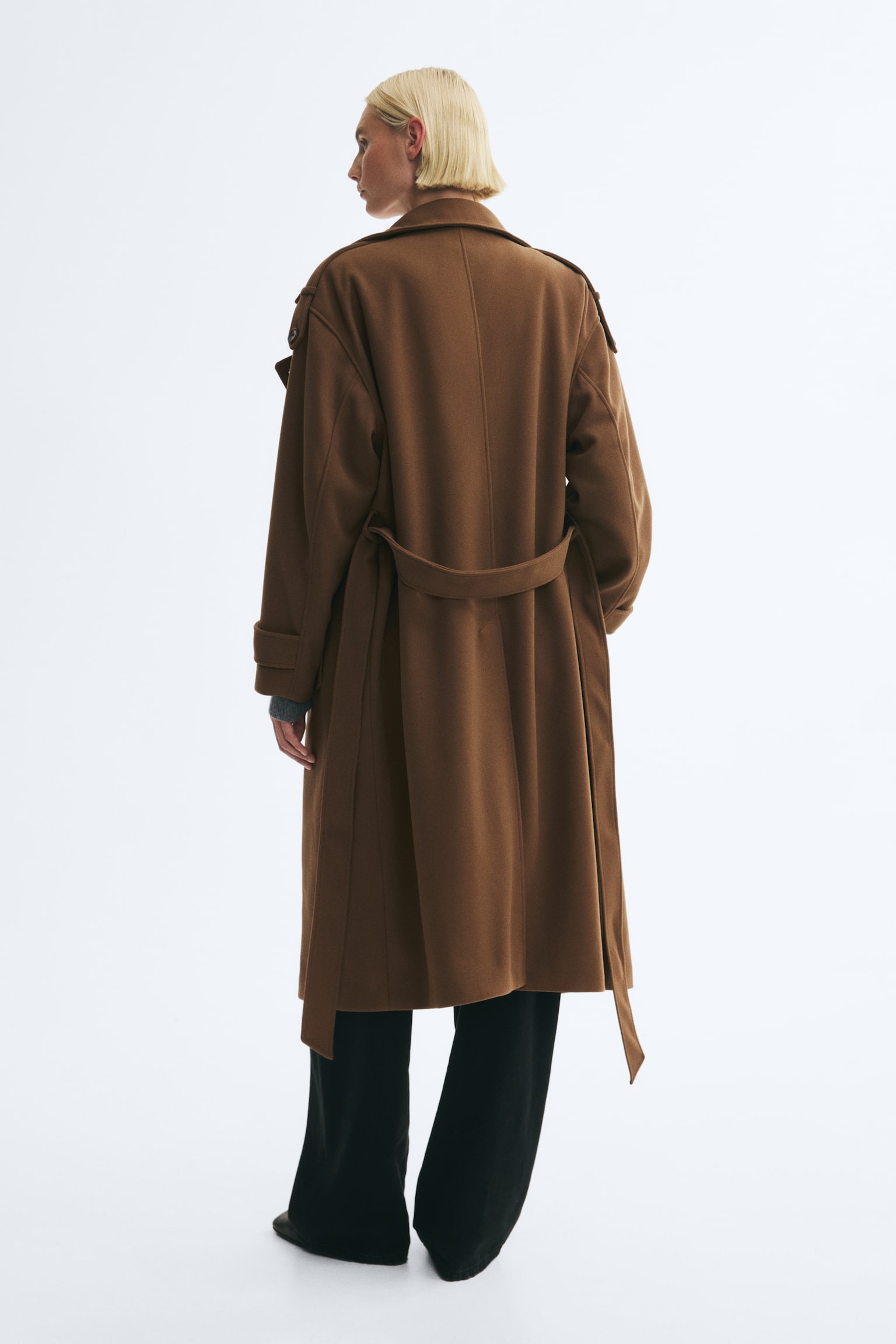 Женское пальто H&M Oversized Funnel-Collar, цвет: Тёмный бежевый — фото 6