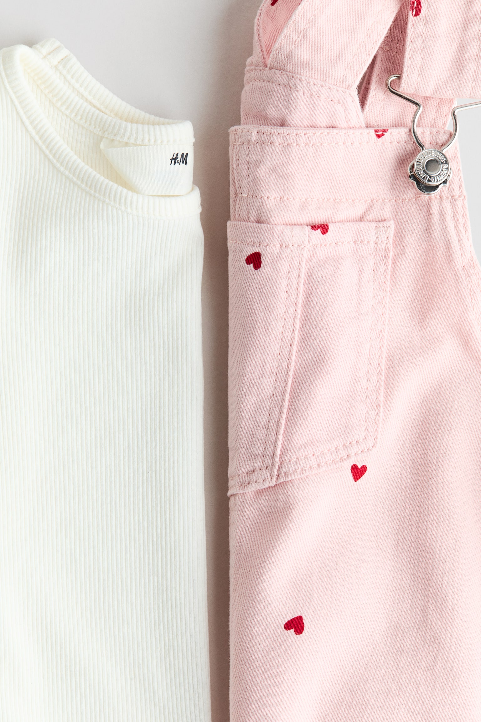 Conjunto de 2 piezas con vestido y top - Light pink/Hearts/Beige claro/Negro denim - 2