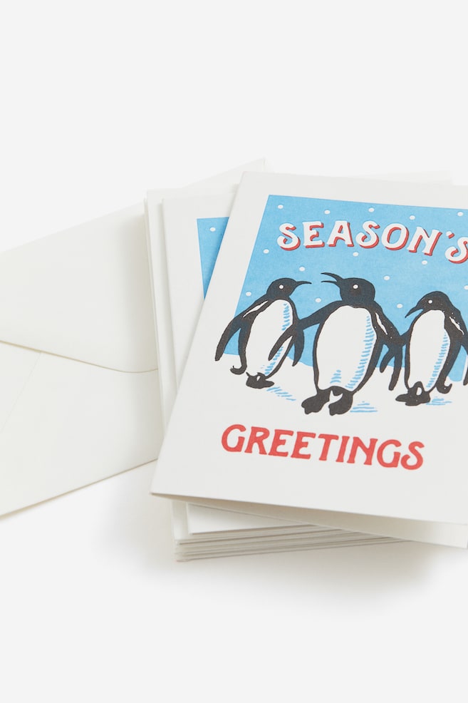 5-pack greeting cards with envelopes - Blue/Season's Greetings/Green/Joyeux Noël/Red/Merry Christmas - 2