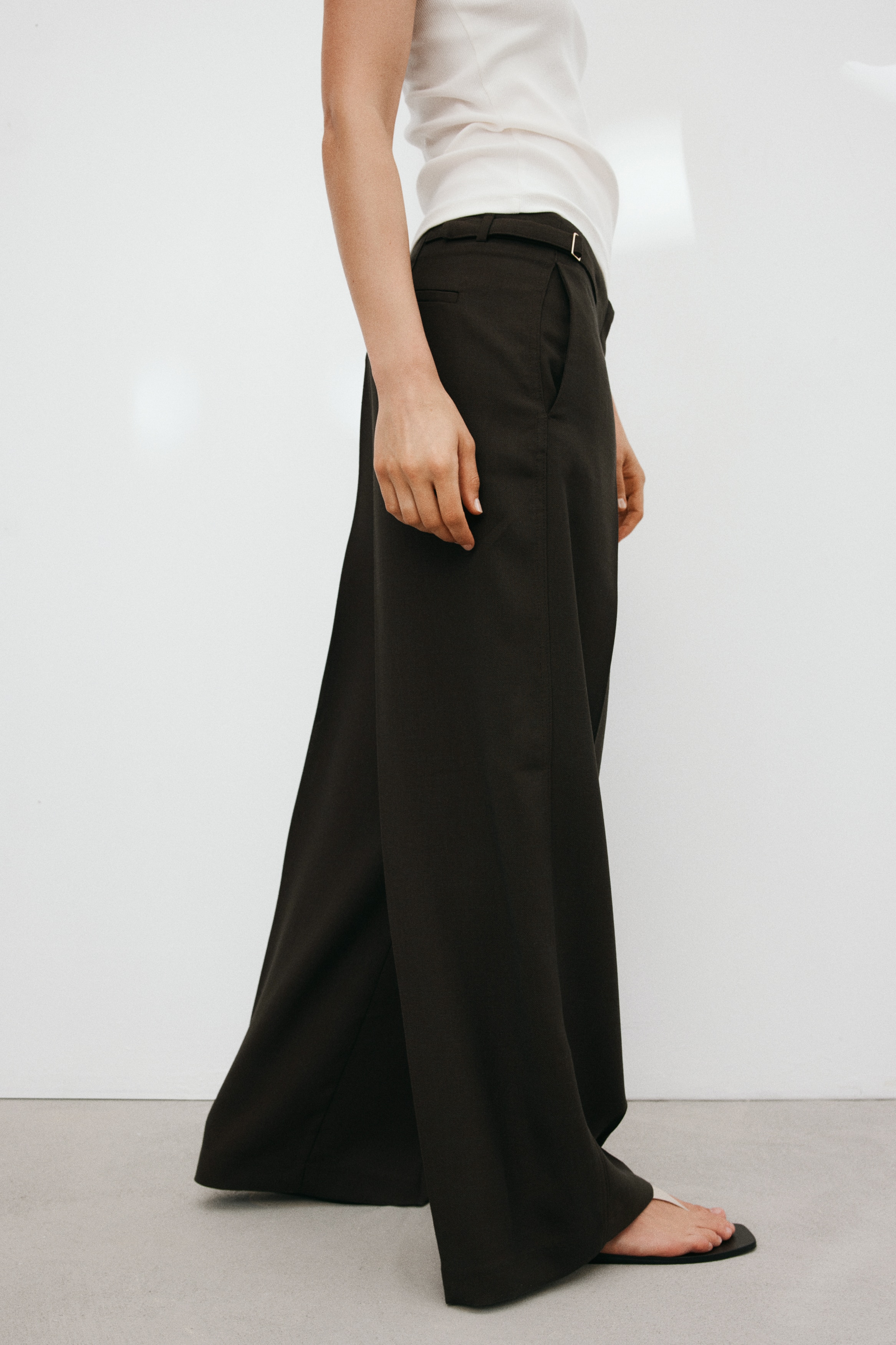 h and m black dress pants Women's High-waist concealed button and hook Ladies - Black Flared Dress