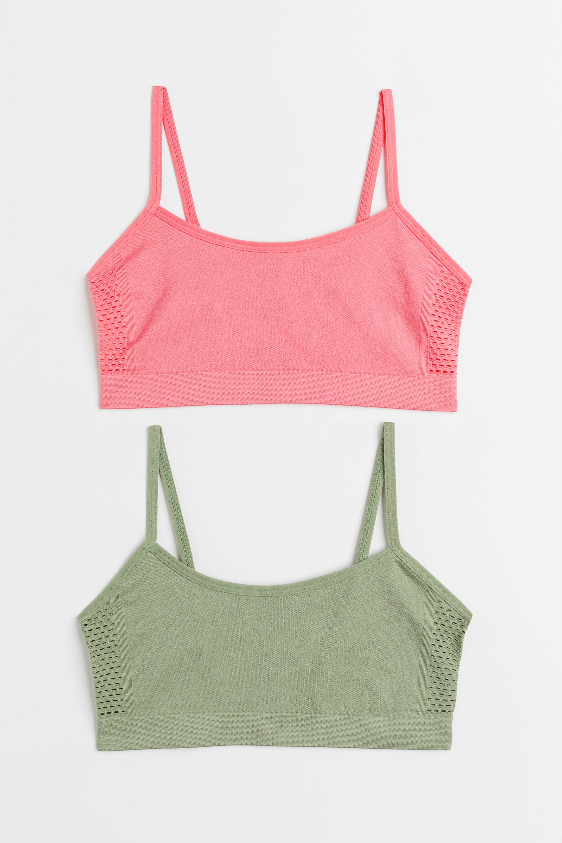View larger image: 2-pack seamless jersey tops - Khaki green/Pink - Kids | H&M 1