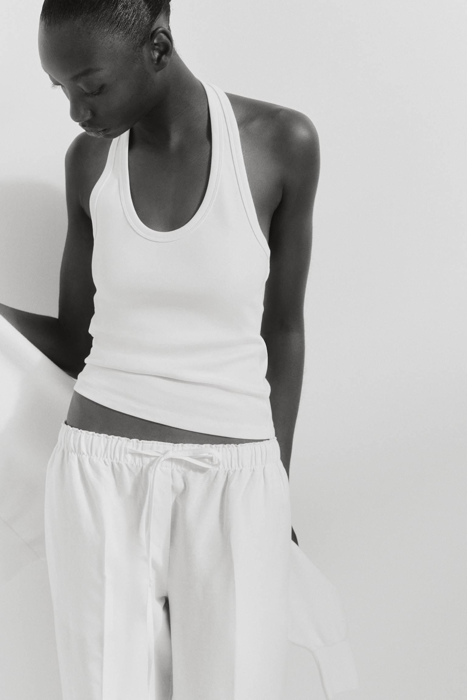 Женский топ H&M Cotton Halterneck, цвет: Белый — фото 5