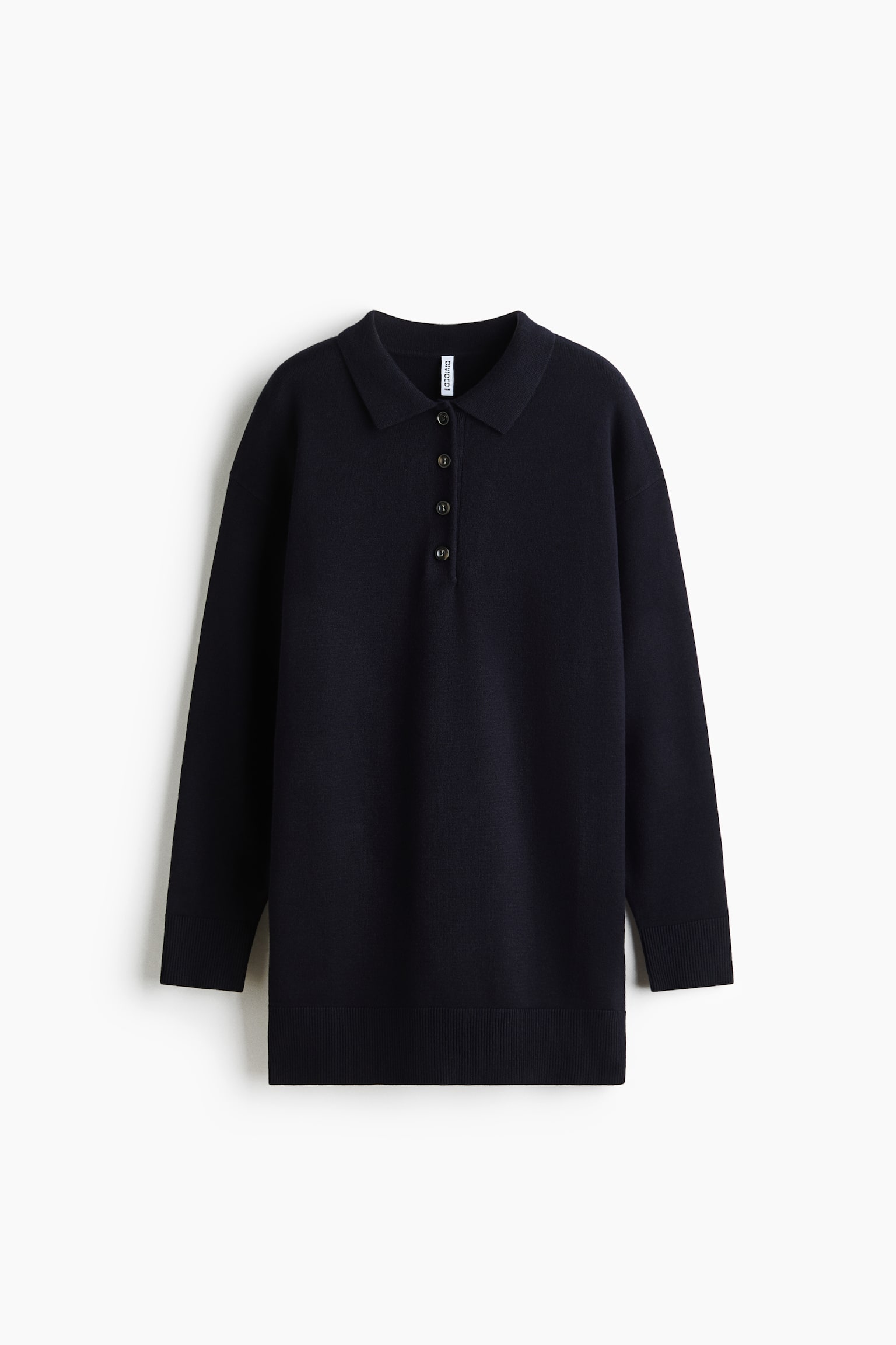 Knitted polo dress - Navy blue/Dark plum purple - 1