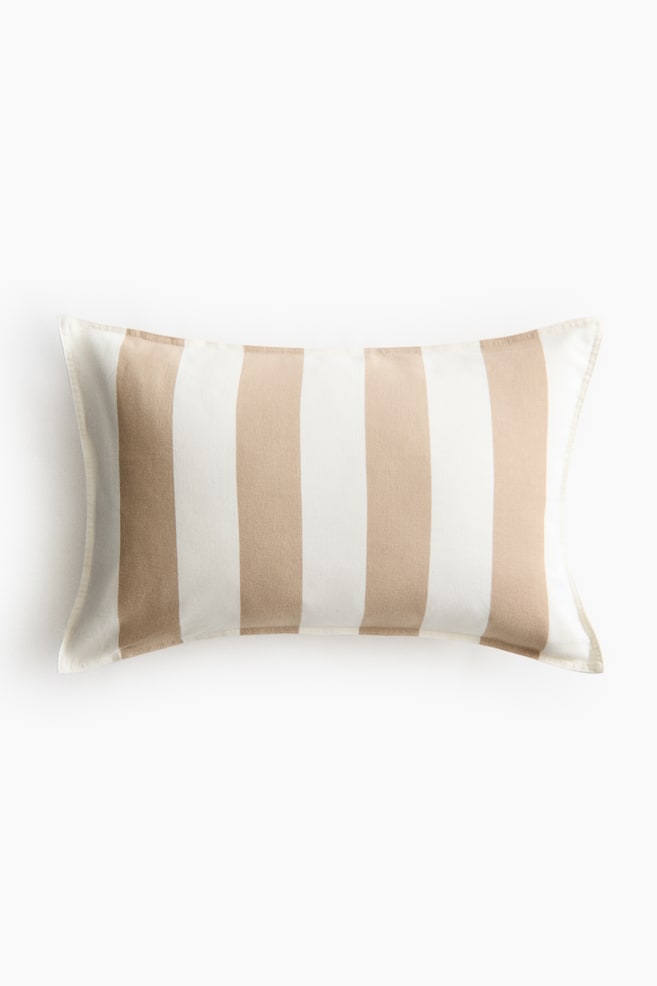 Linen-blend cushion cover - Beige/White striped/Brown/White striped/Light dusty pink/Striped/Light dusty blue/Striped/Dark olive green/White striped/Light yellow/Striped - 1