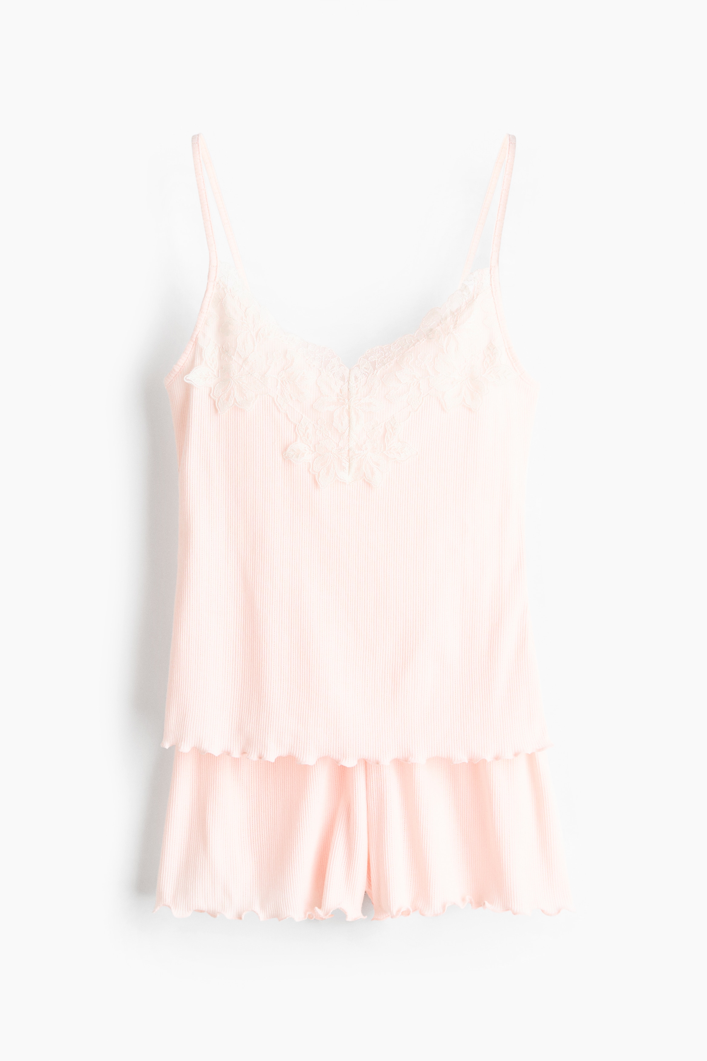 Pijama en punto acanalado - Rosa claro/Negro/Crema