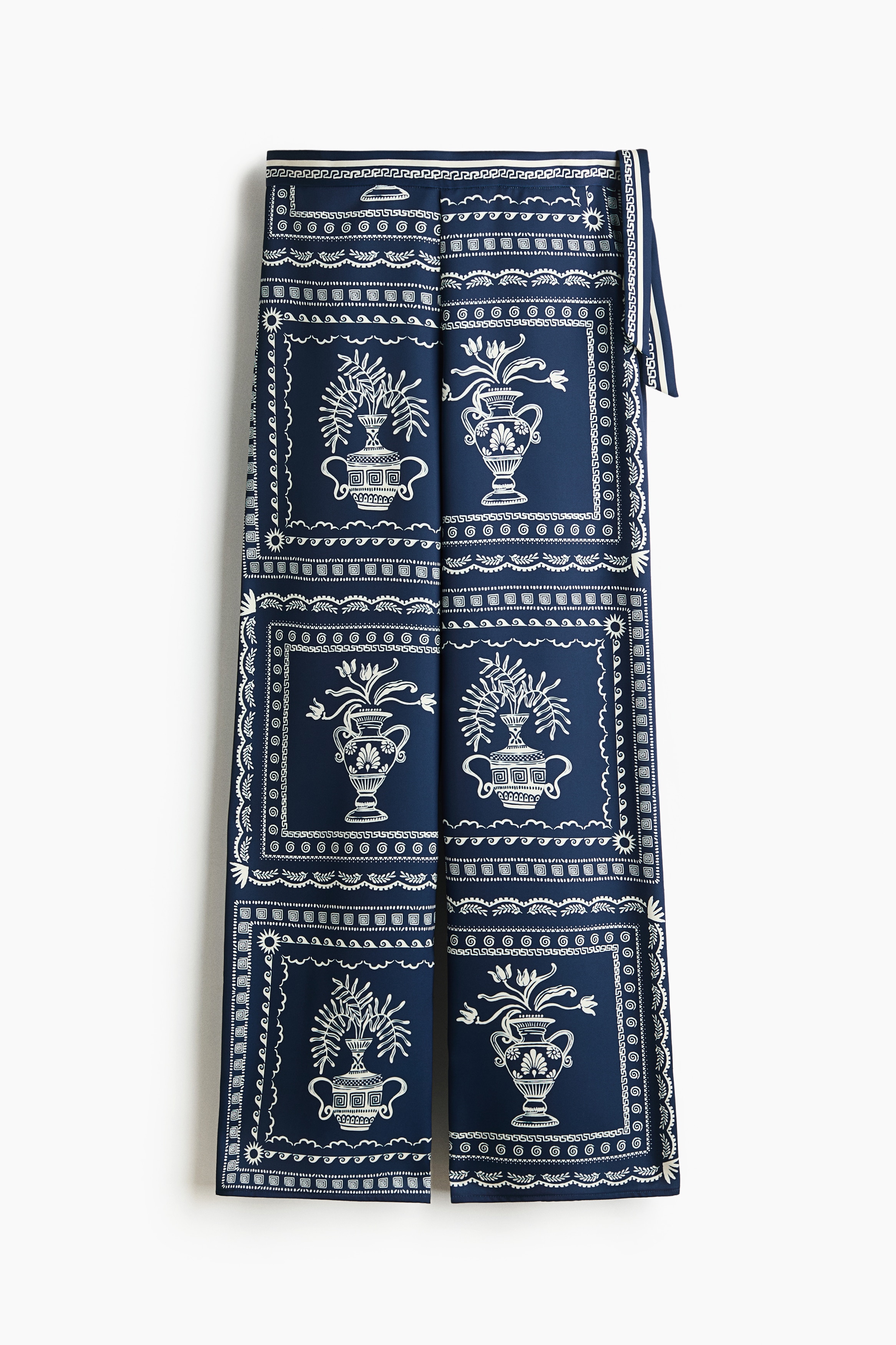 Broek met dessin - Donkerblauw/bloemen