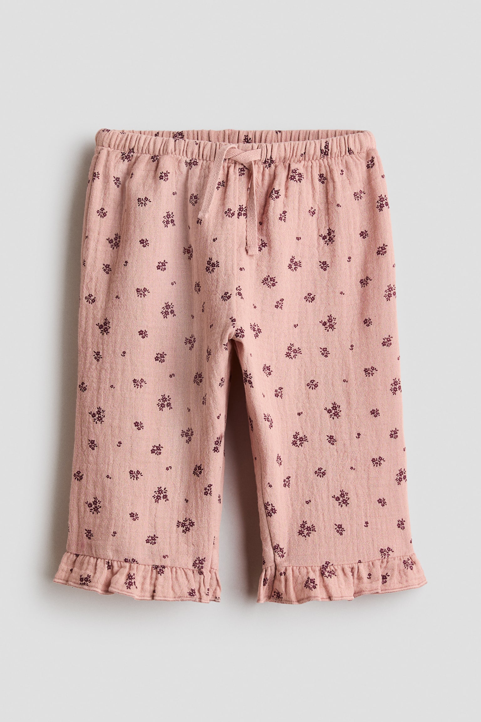 Pantalón en muselina de algodón - Rosa tenue/Floreado