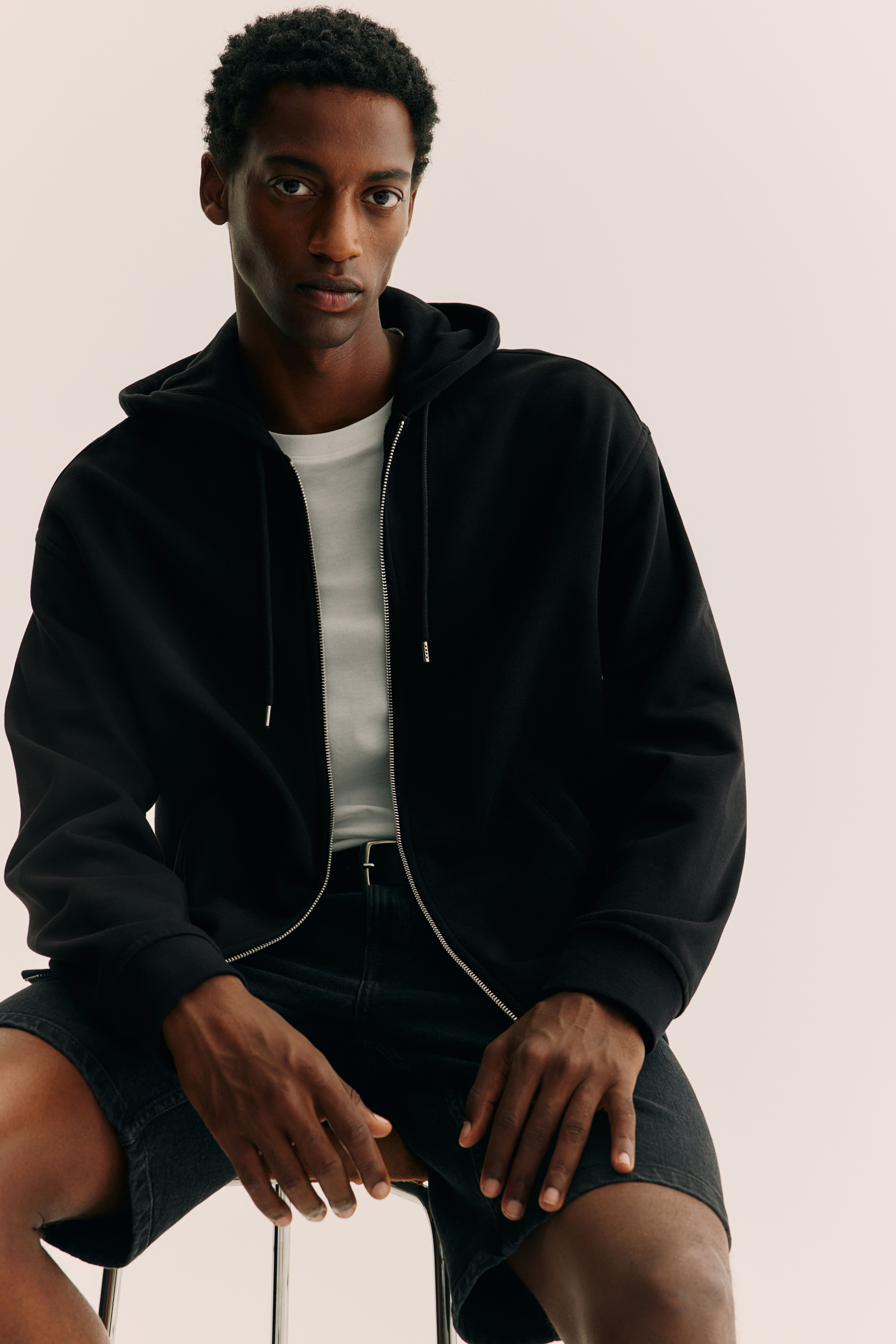 H and m black zip up hoodie best sale