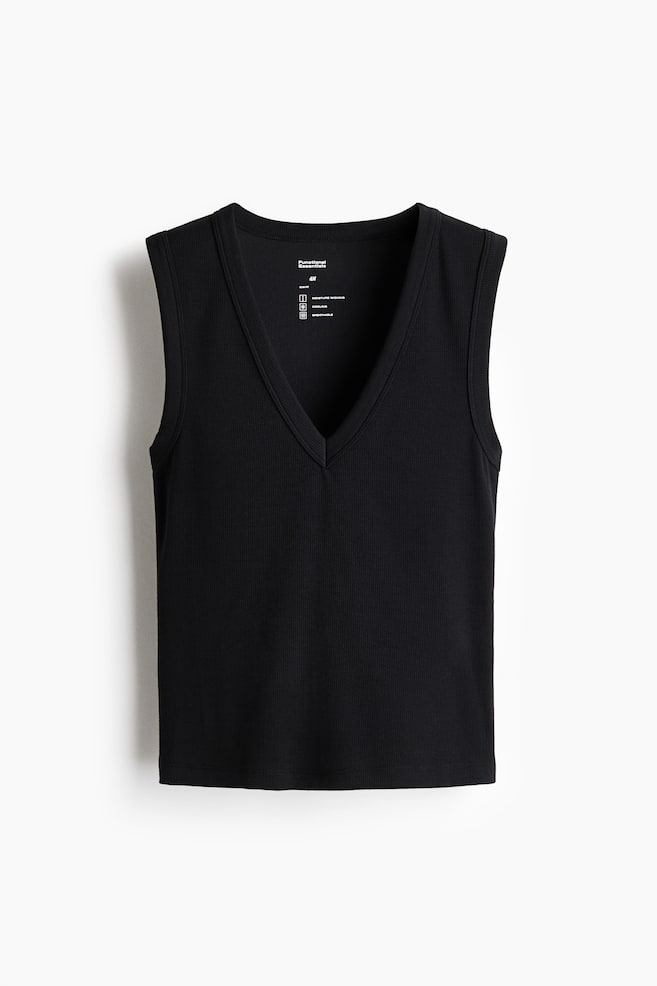 Cooling Slim-Fit Ribbed Tank Top - Black/White/Rust brown - 1