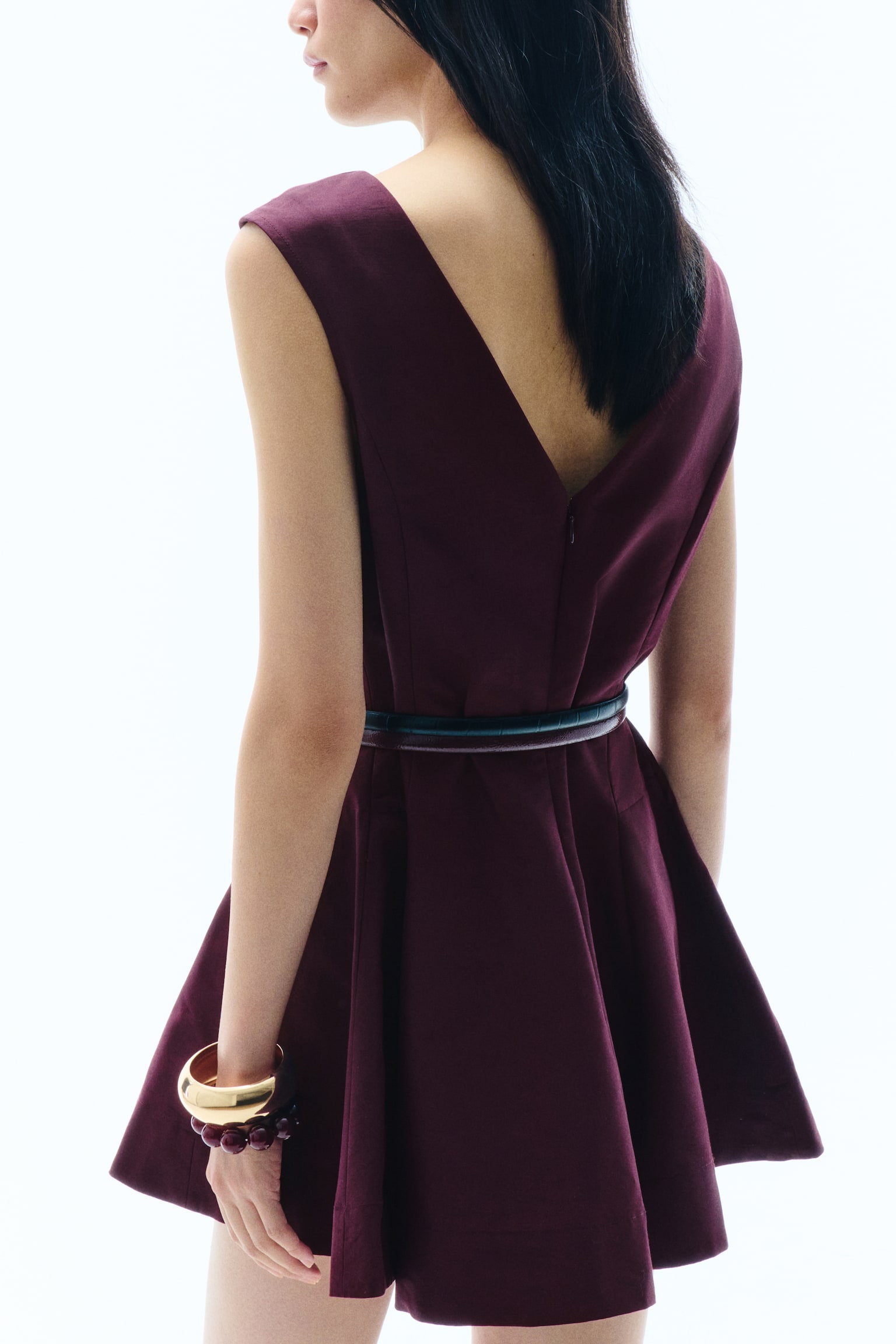 Flared-skirt dress - Plum/Red - 3