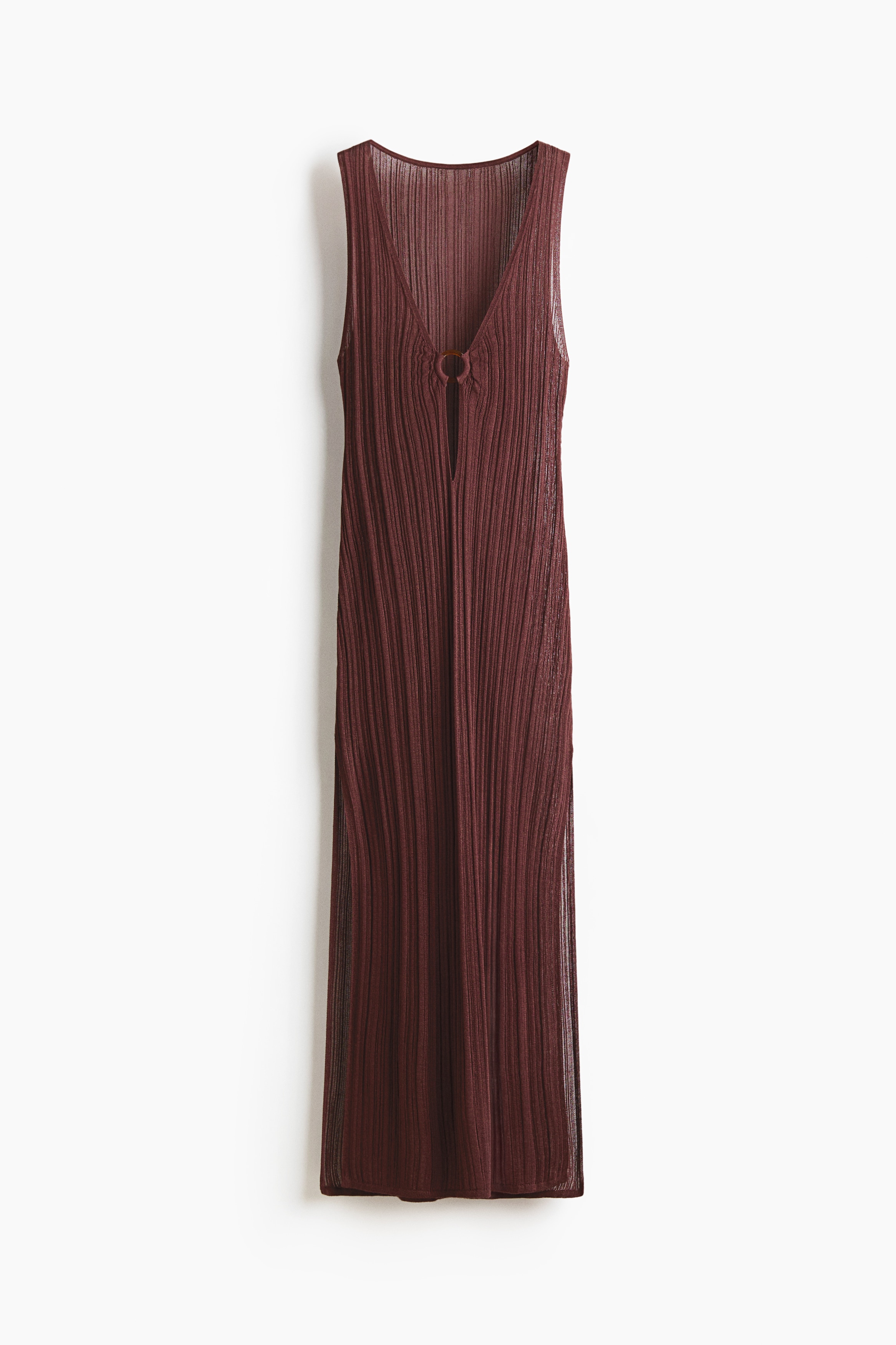 Rib-Knit Beach Dress - Dark brown/Cream