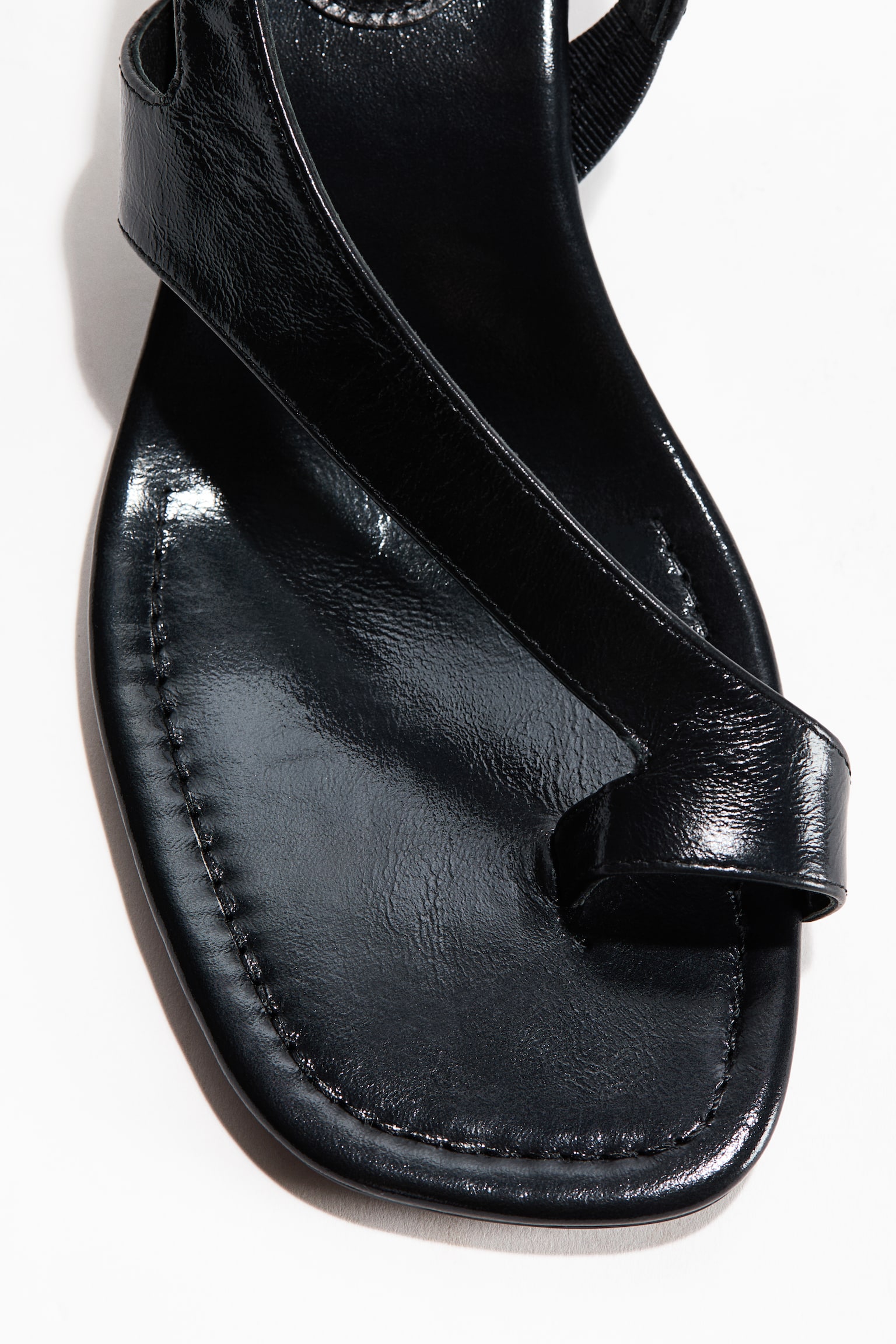 Kitten-heeled leather sandals - Black - 4