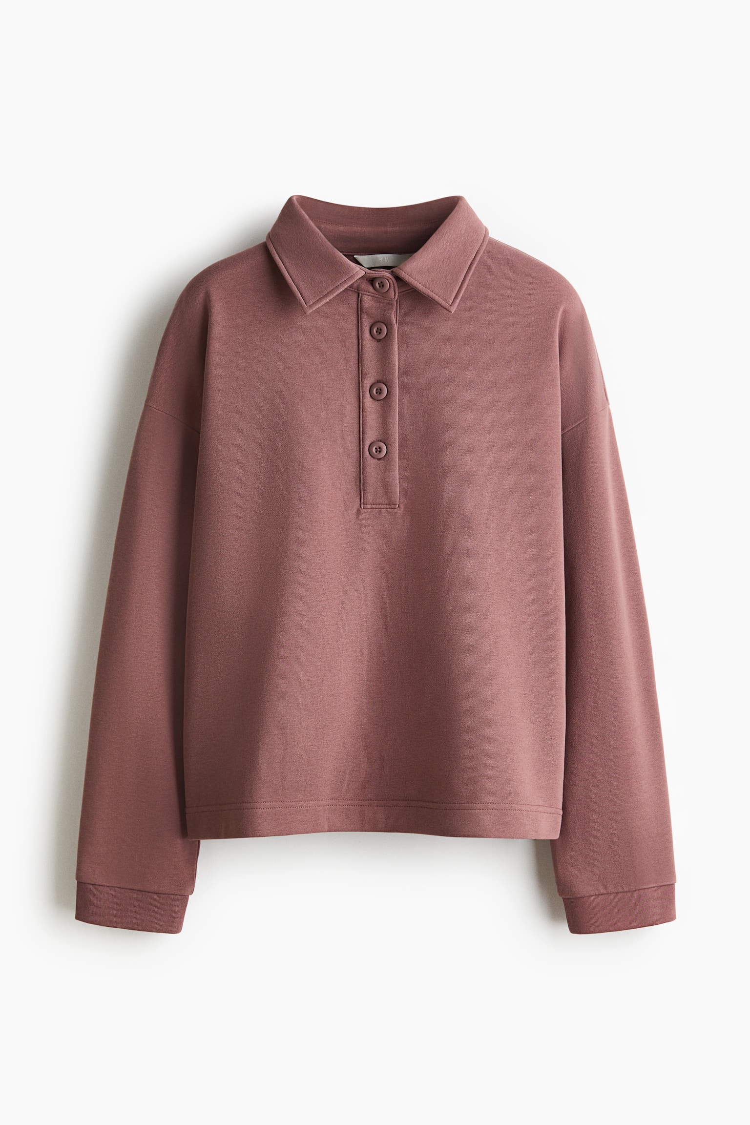 Collared sweatshirt - Dark dusty pink/Light grey marl/Dark grey - 2