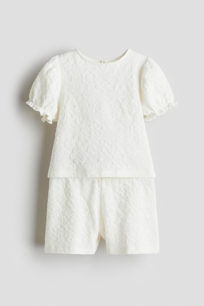 Conjunto de 2 peças em jersey jacquard - Branco/Floral - 1