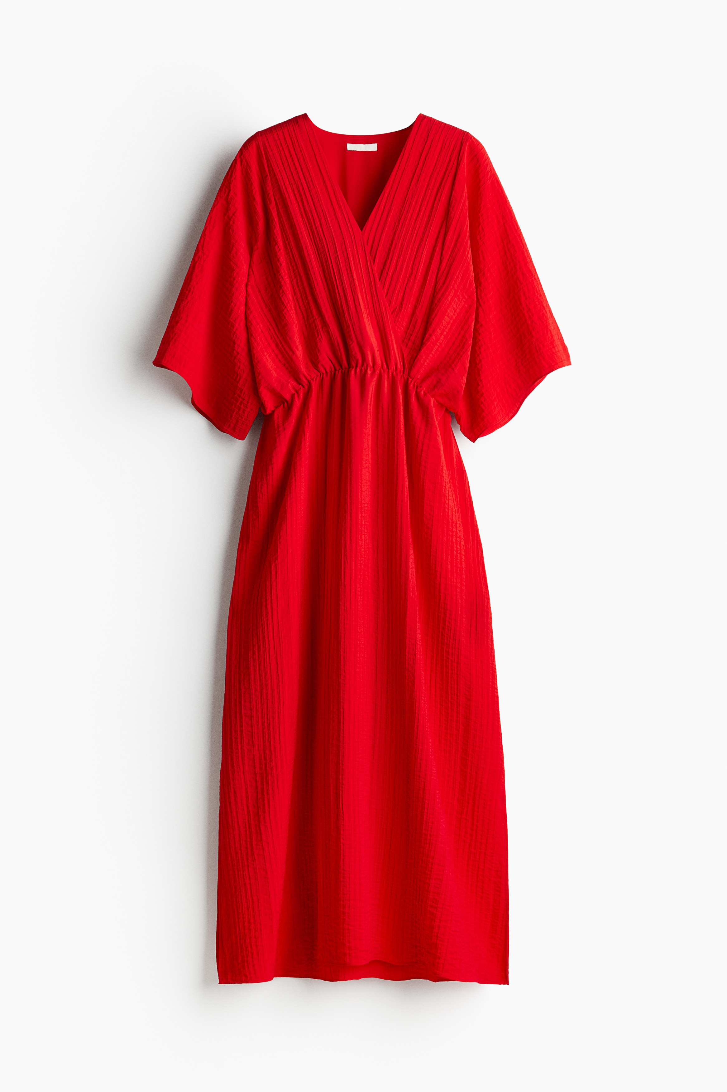 Abito a caftano sciancrato - Rosso acceso/Beige chiaro