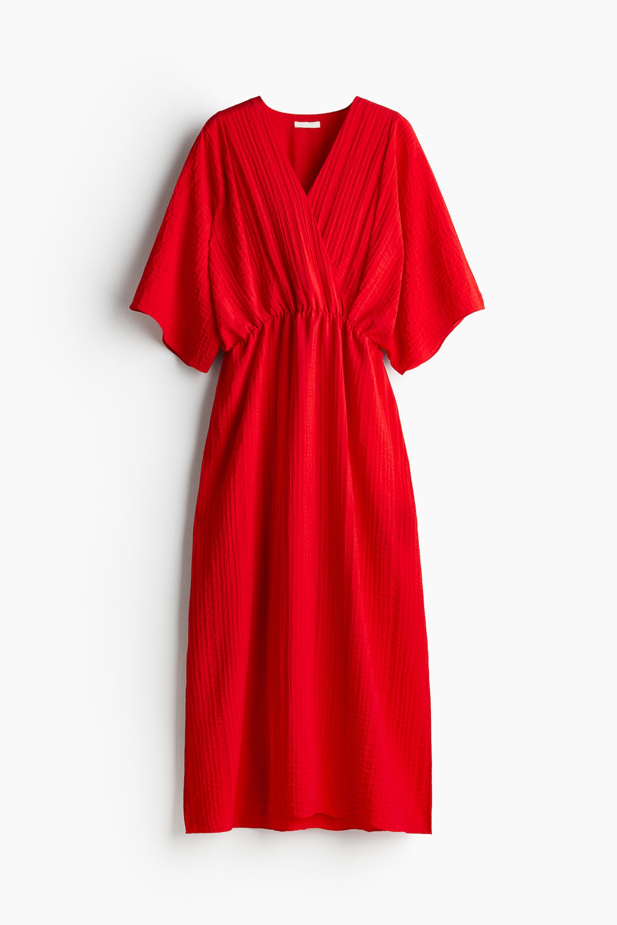 h&m pleated kaftan dress Women's Bright red Waisted kaftan dress